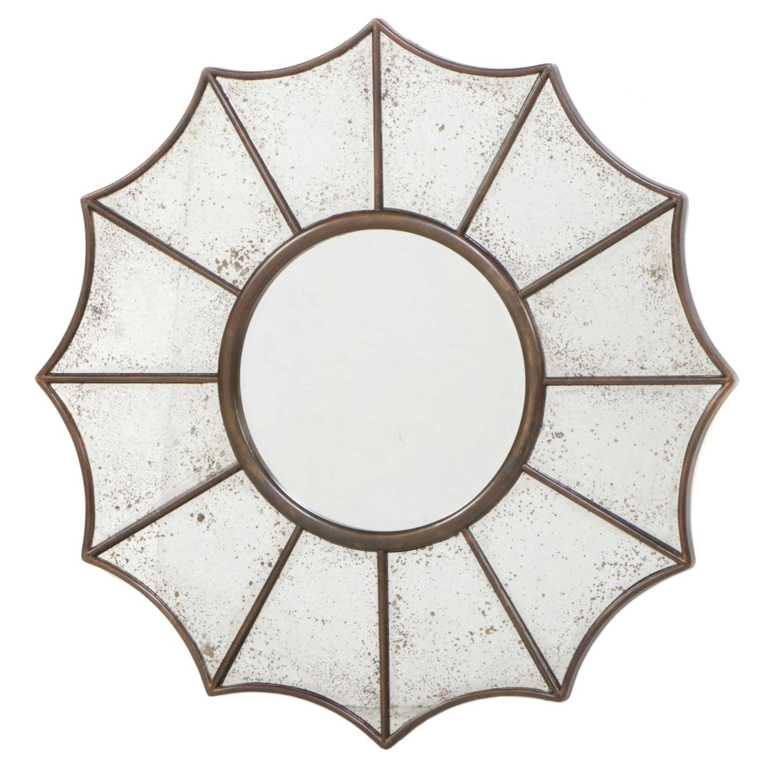 Directoire Style Antiqued Glass Sunburst Mirror
