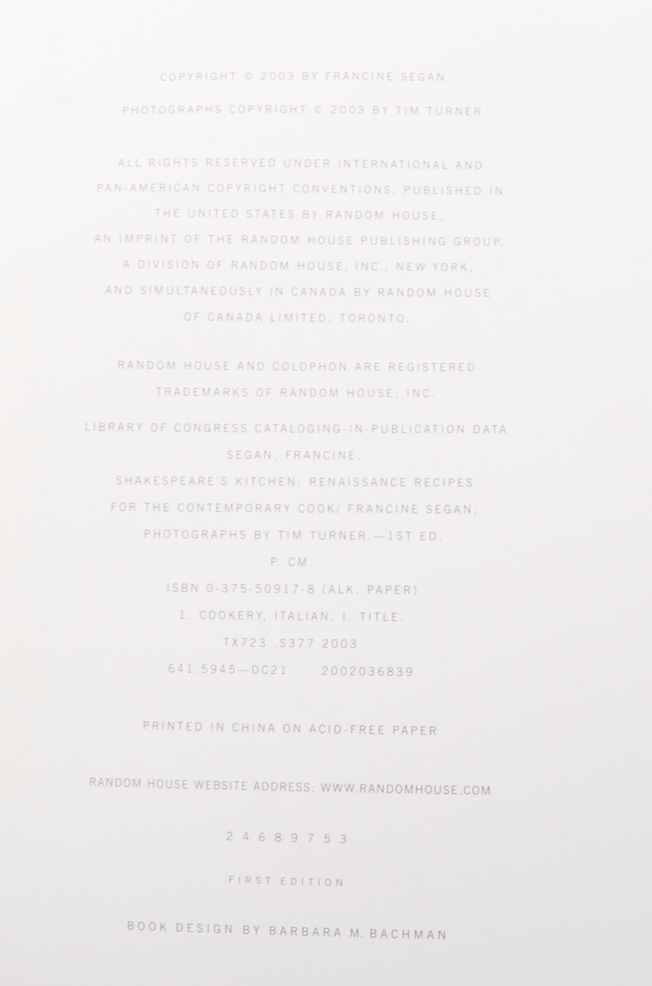 First Edition "Shakespeare's Kitchen" by Francine Segan with More Cookbooks