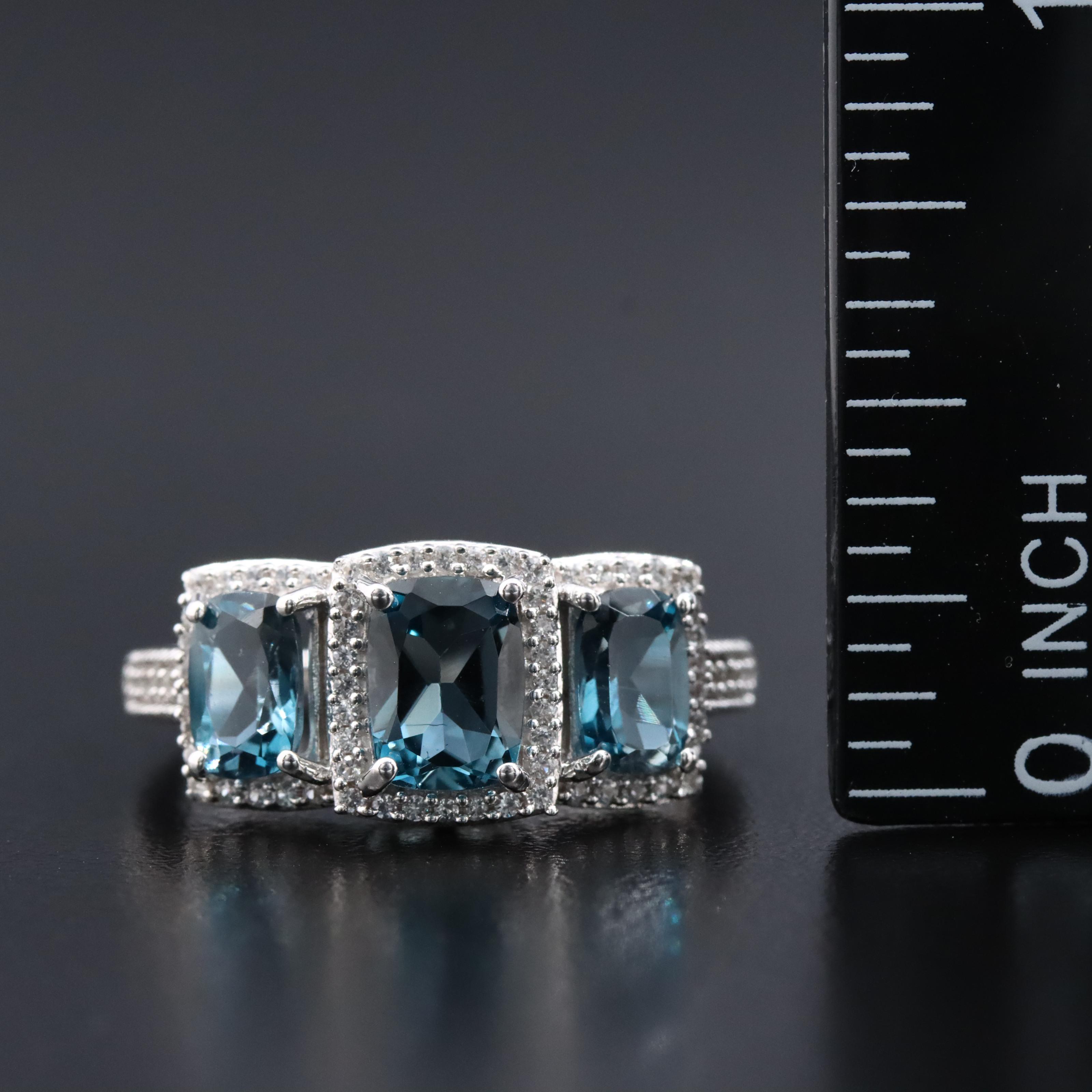 Sterling London Blue Topaz and White Sapphire Ring