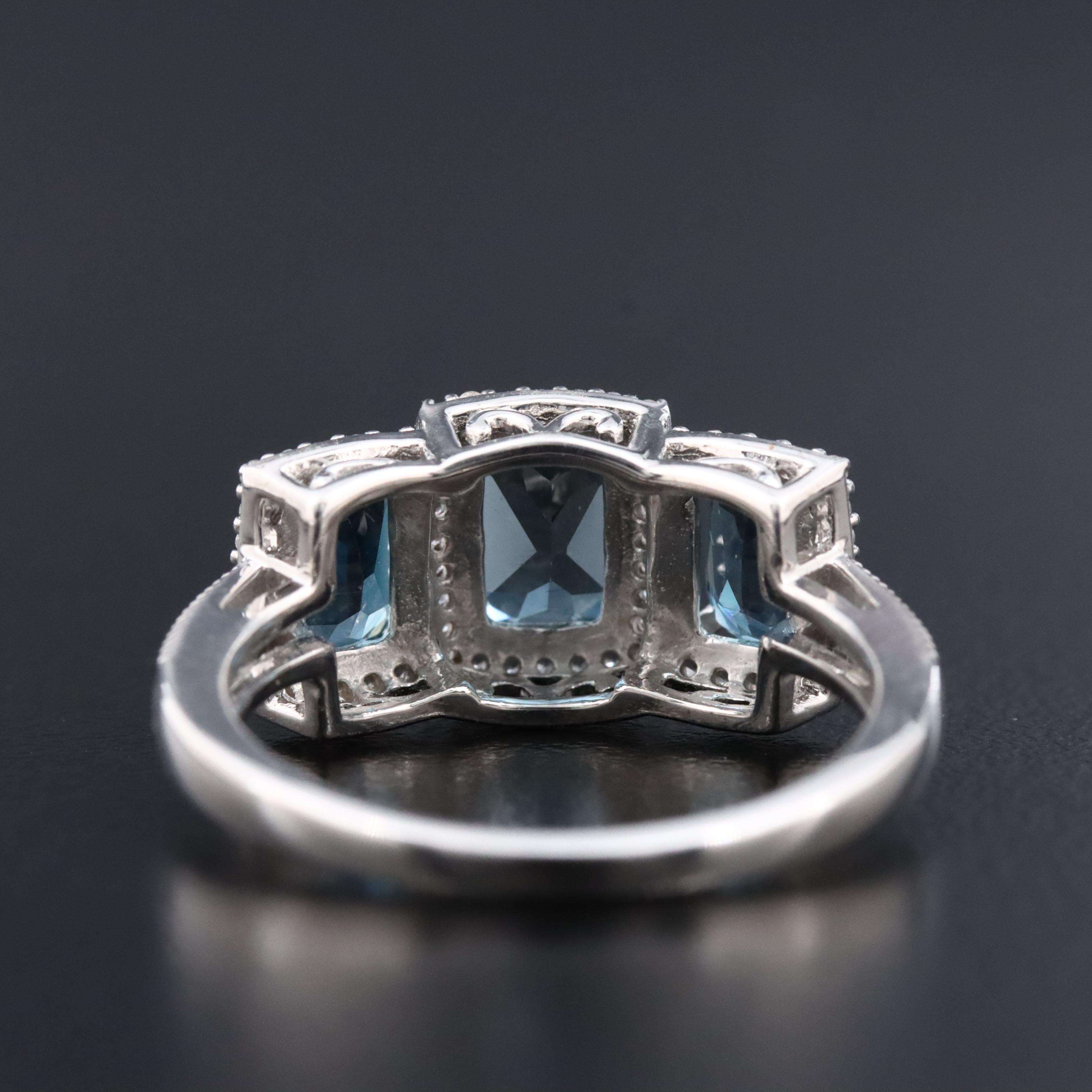 Sterling London Blue Topaz and White Sapphire Ring