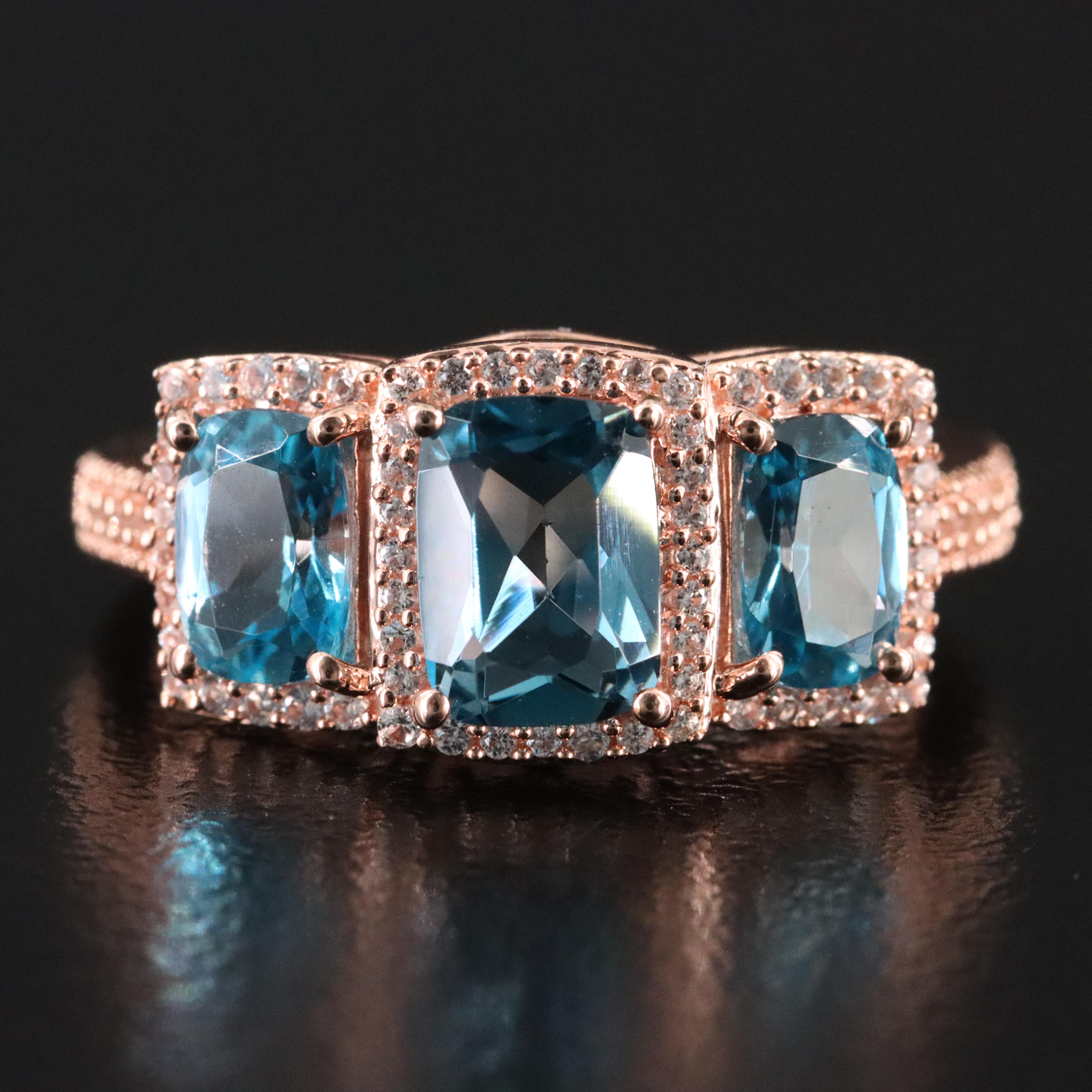 Sterling London Blue Topaz and White Sapphire Ring