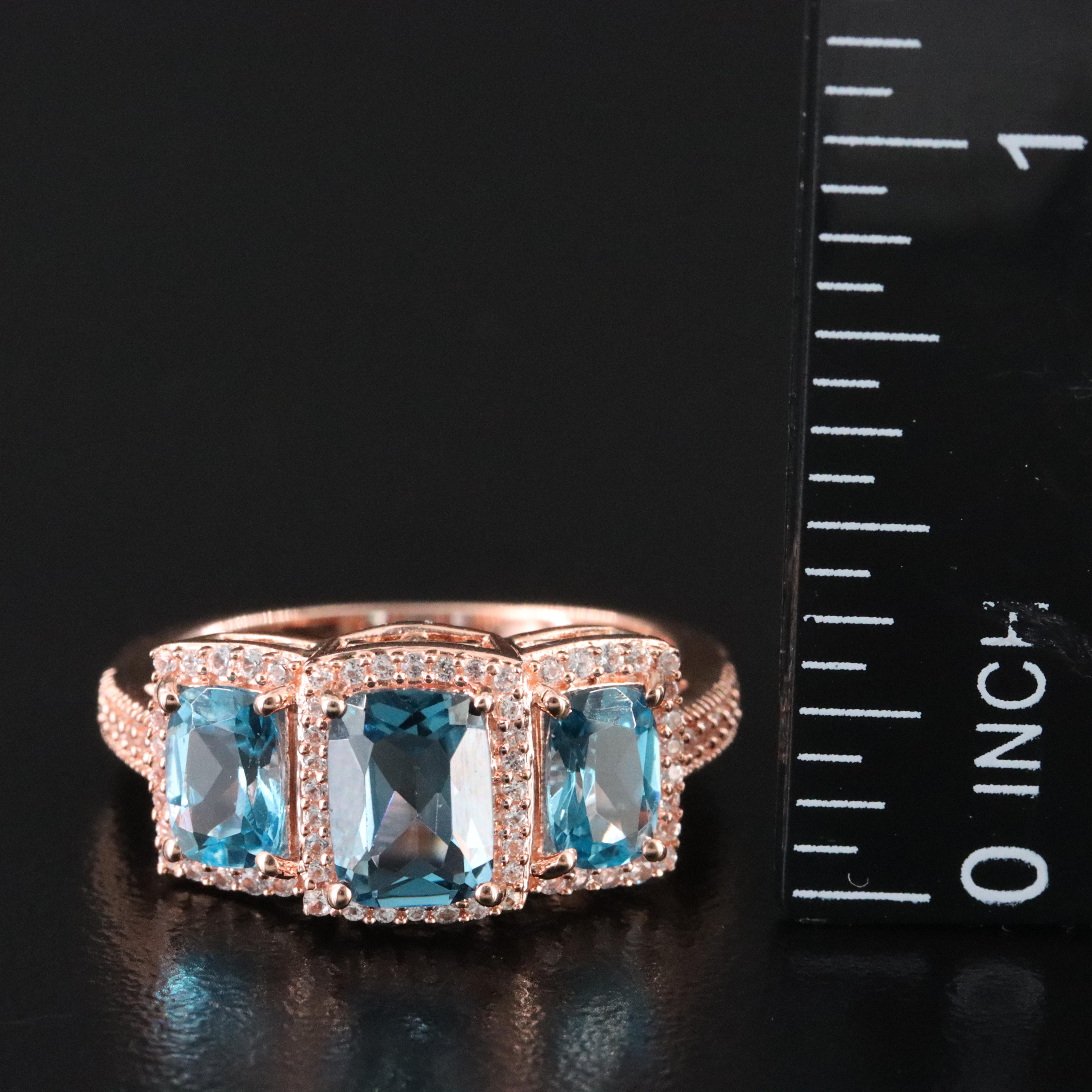 Sterling London Blue Topaz and White Sapphire Ring