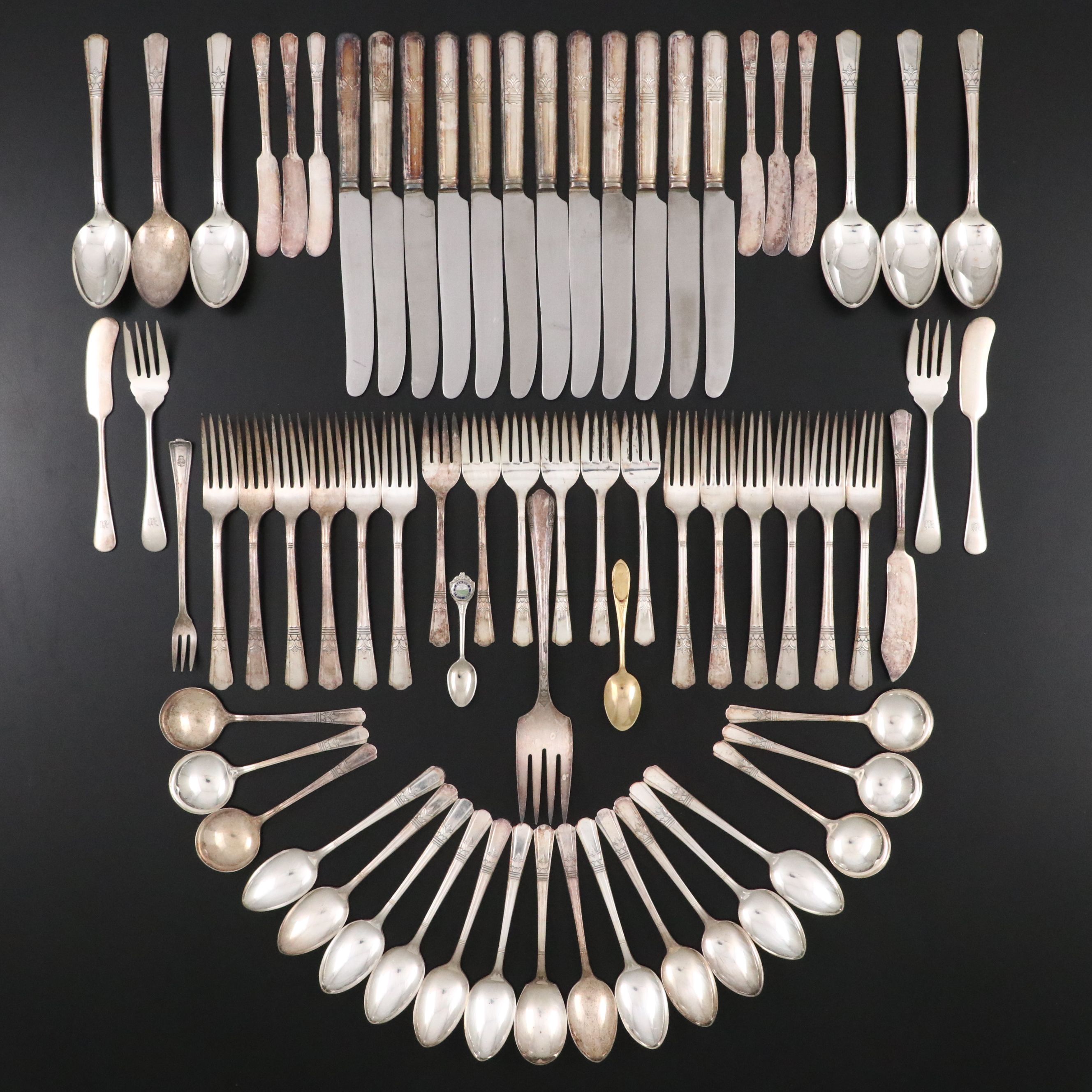 International Silver "Court" Silver Plate Flatware with Others