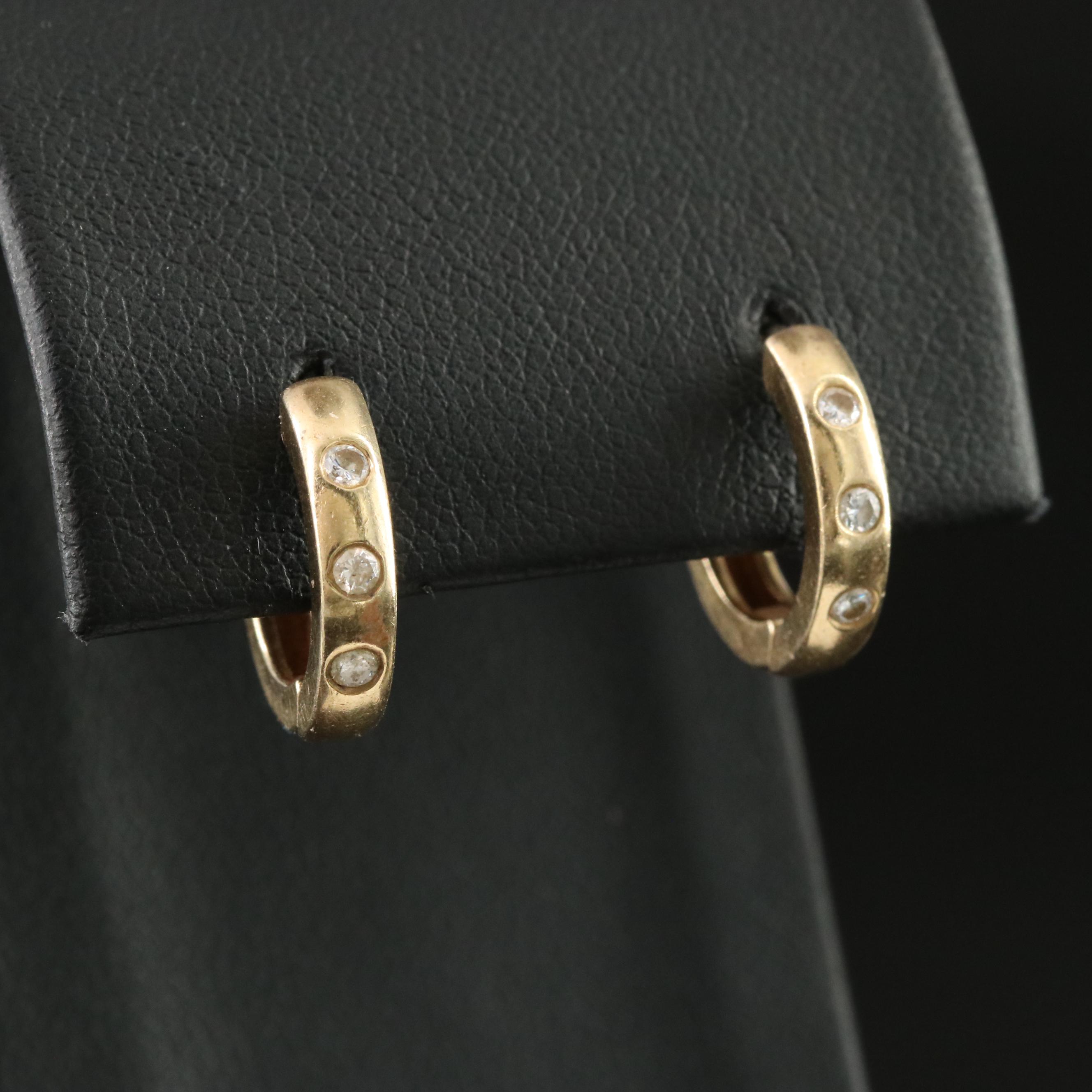 14K 0.18 CTW Diamond Hoops