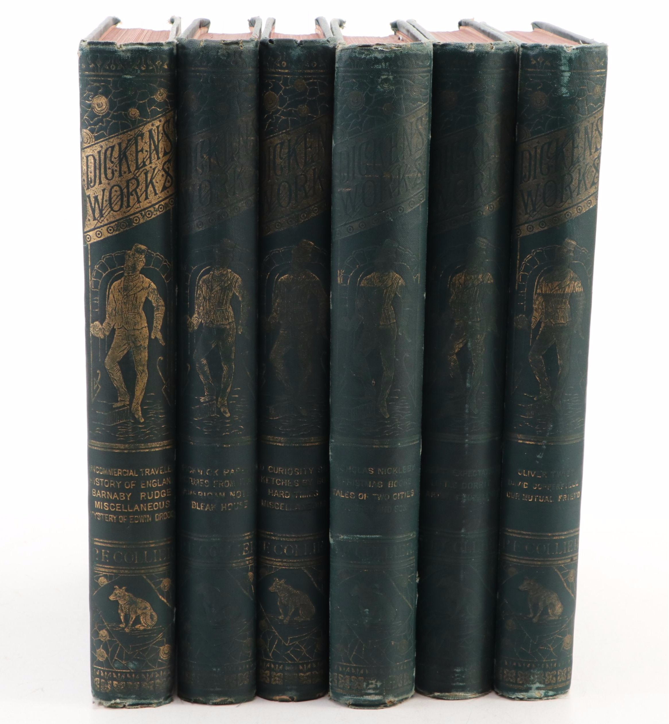 Illustrated "The Works of Charles Dickens" Six-Volume Set, Late 19th Century