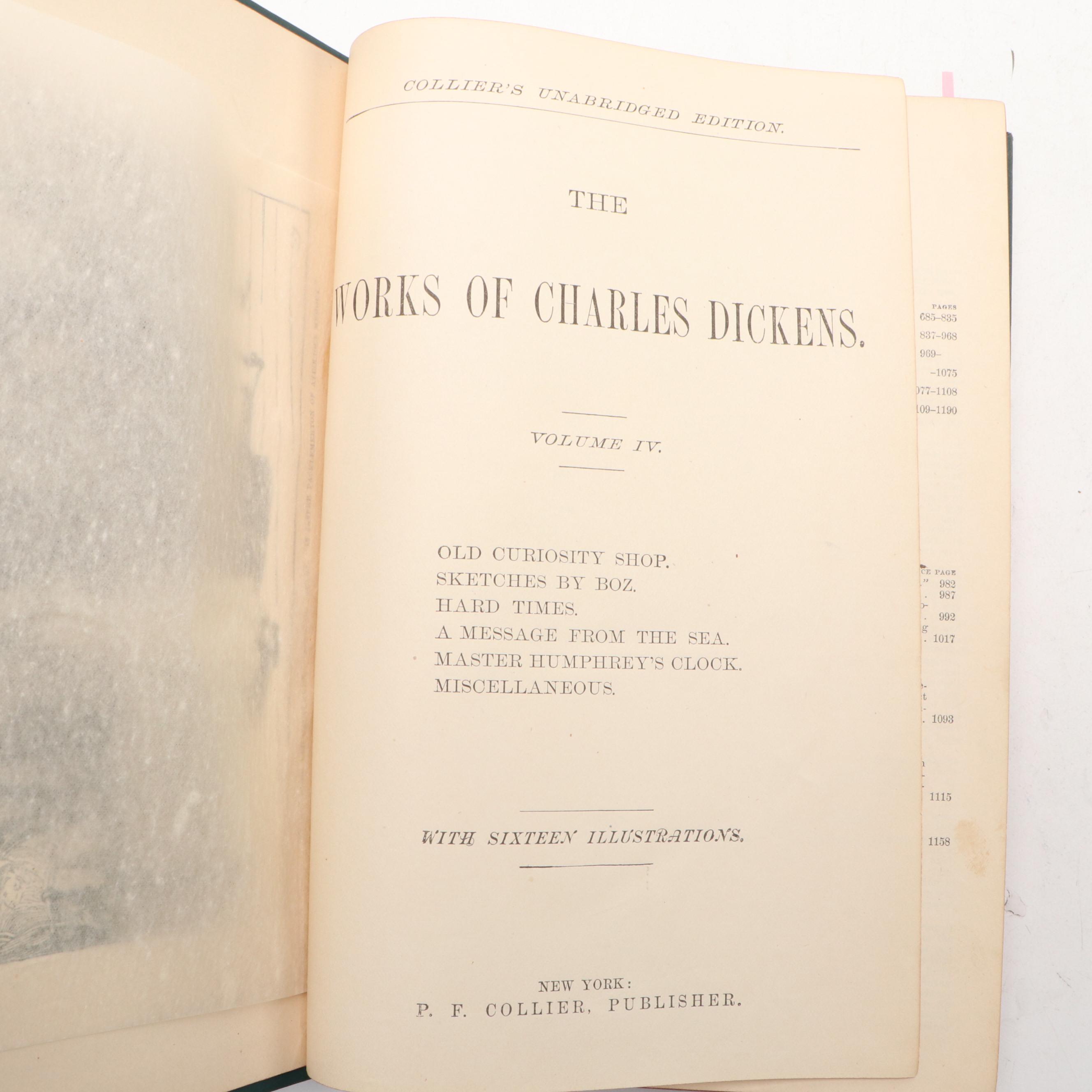 Illustrated "The Works of Charles Dickens" Six-Volume Set, Late 19th Century