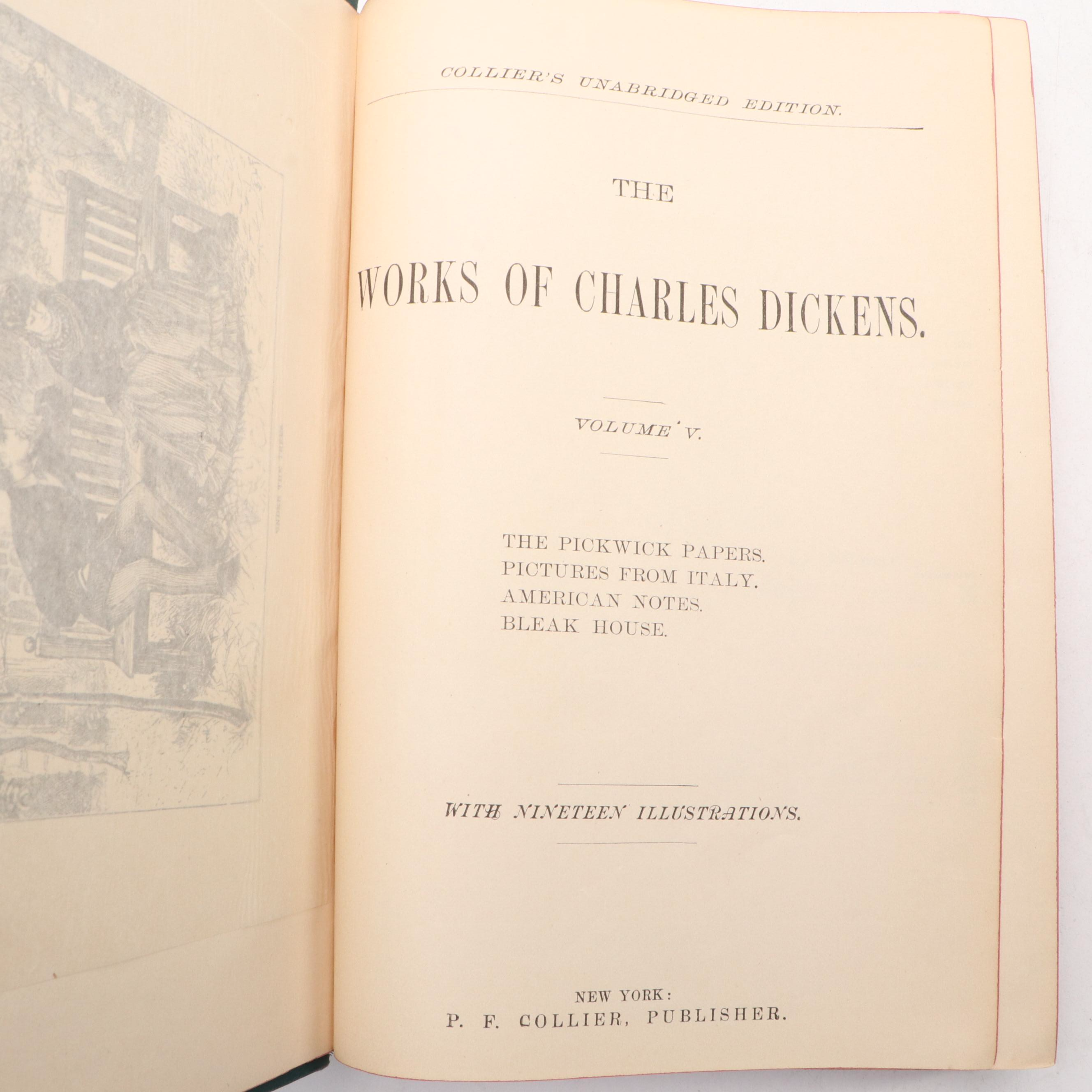 Illustrated "The Works of Charles Dickens" Six-Volume Set, Late 19th Century