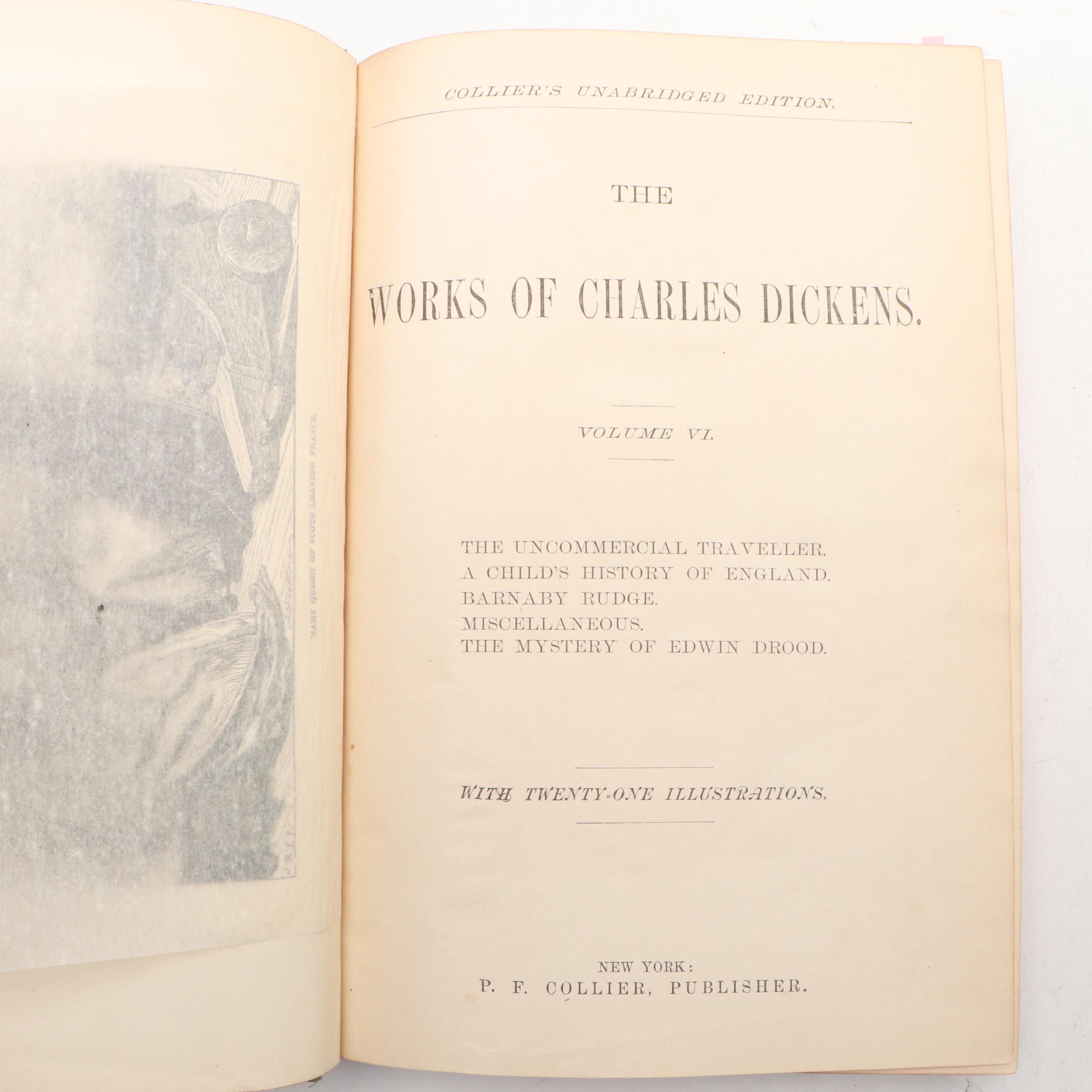 Illustrated "The Works of Charles Dickens" Six-Volume Set, Late 19th Century