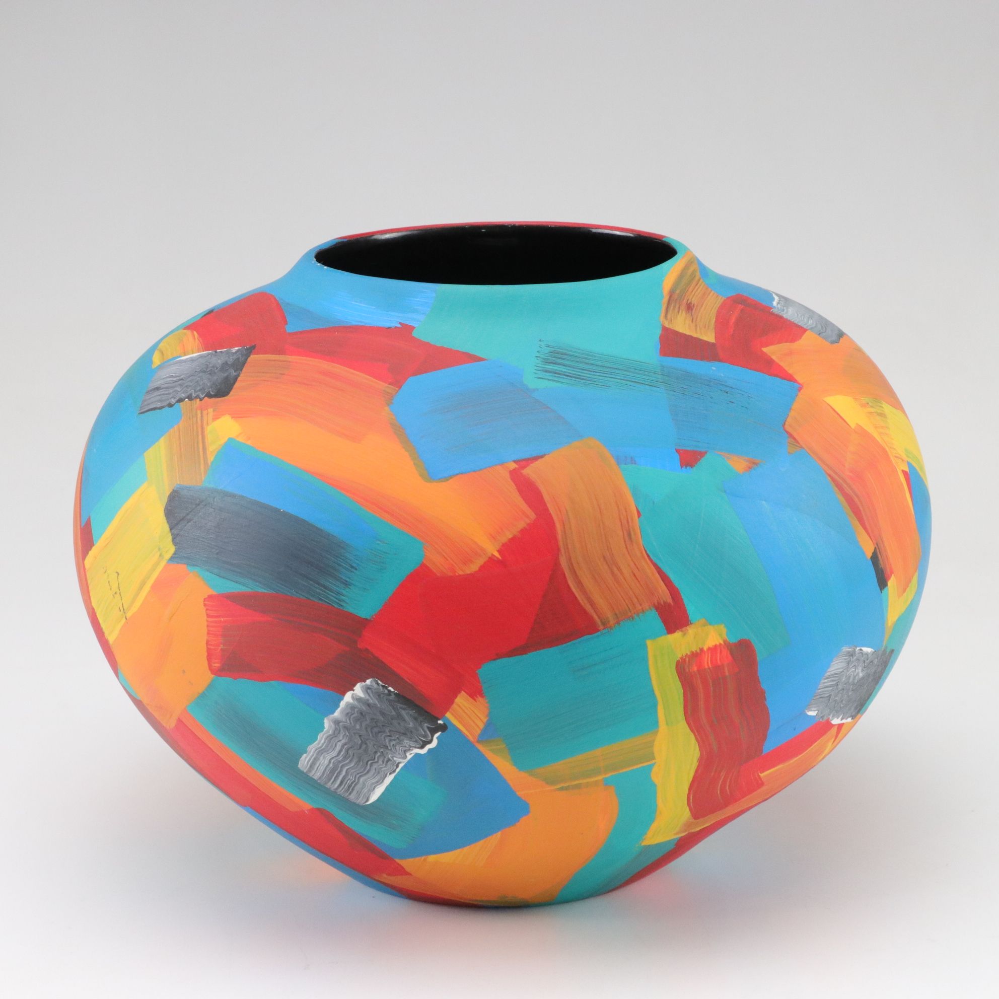 Hand-Painted Modernist Ceramic Vase, 1993
