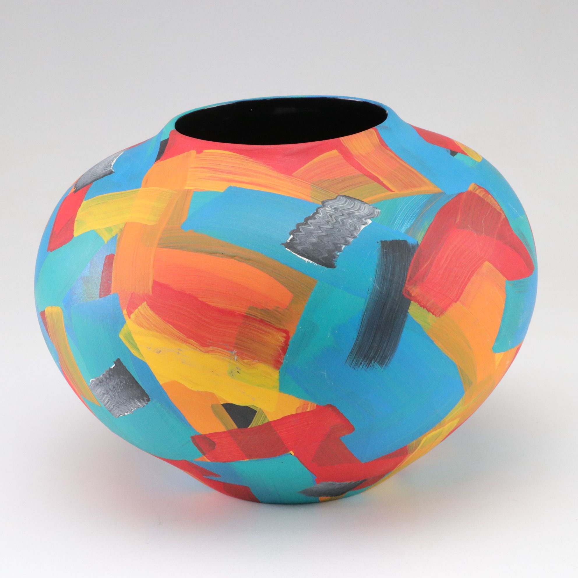 Hand-Painted Modernist Ceramic Vase, 1993