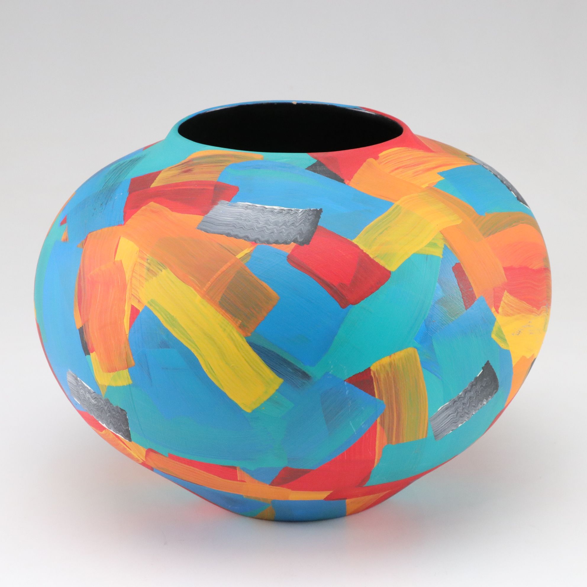 Hand-Painted Modernist Ceramic Vase, 1993