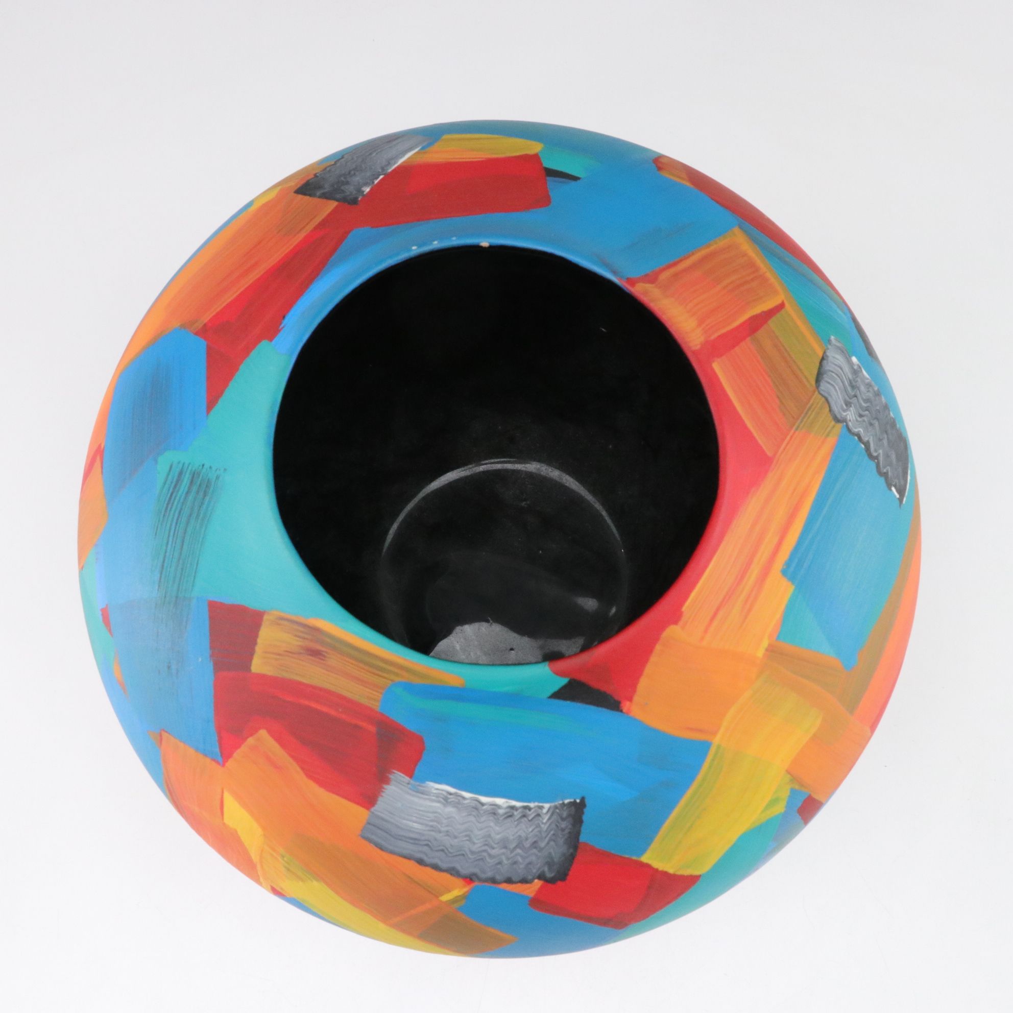 Hand-Painted Modernist Ceramic Vase, 1993