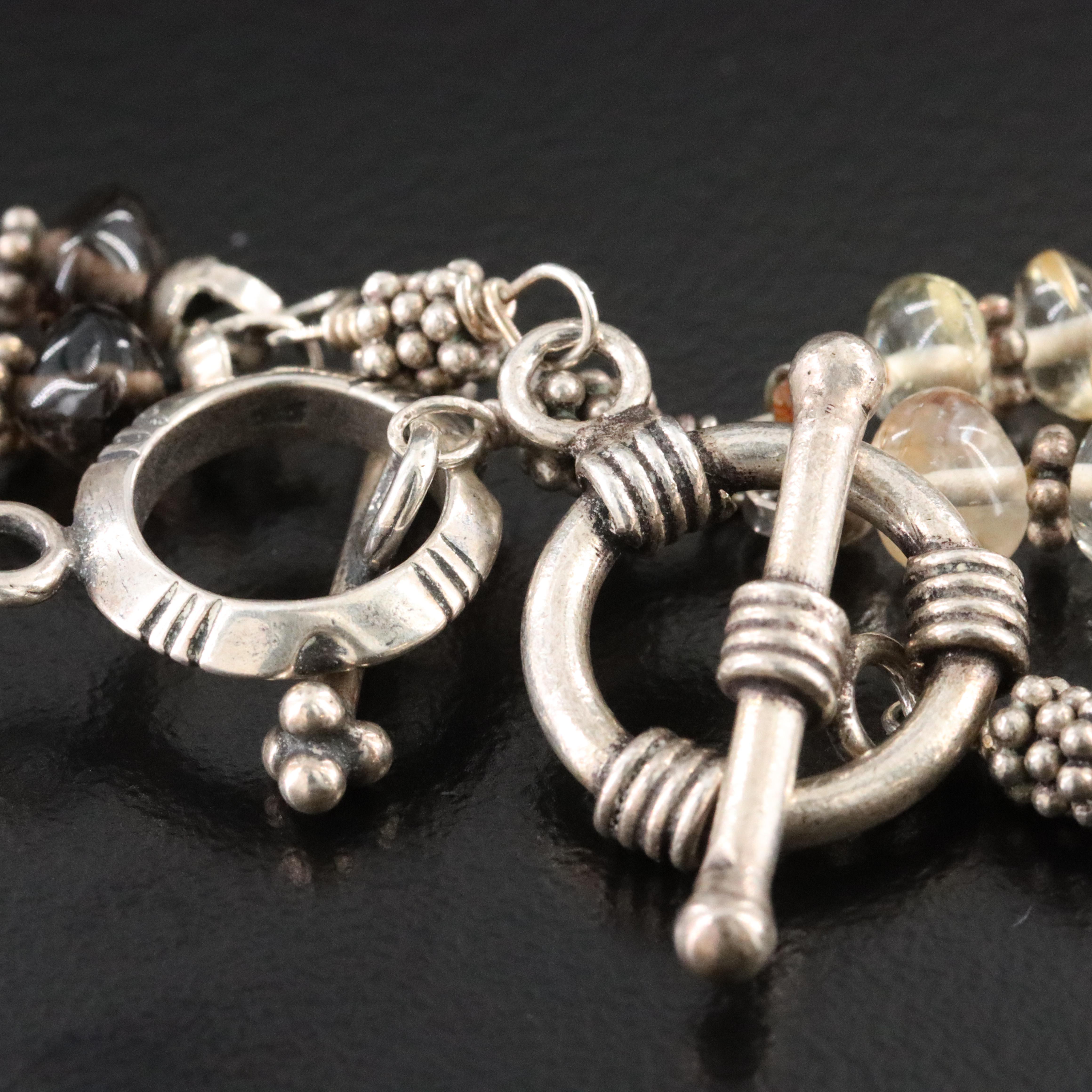 Sterling Citrine, Smoky Quartz and Glass Necklaces