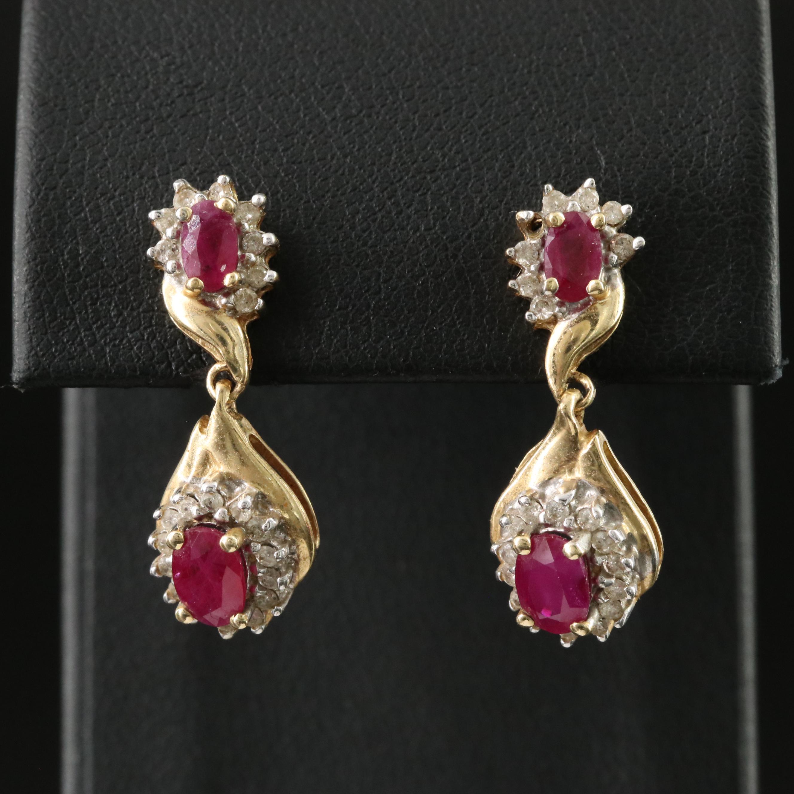14K Ruby and Diamond Earrings