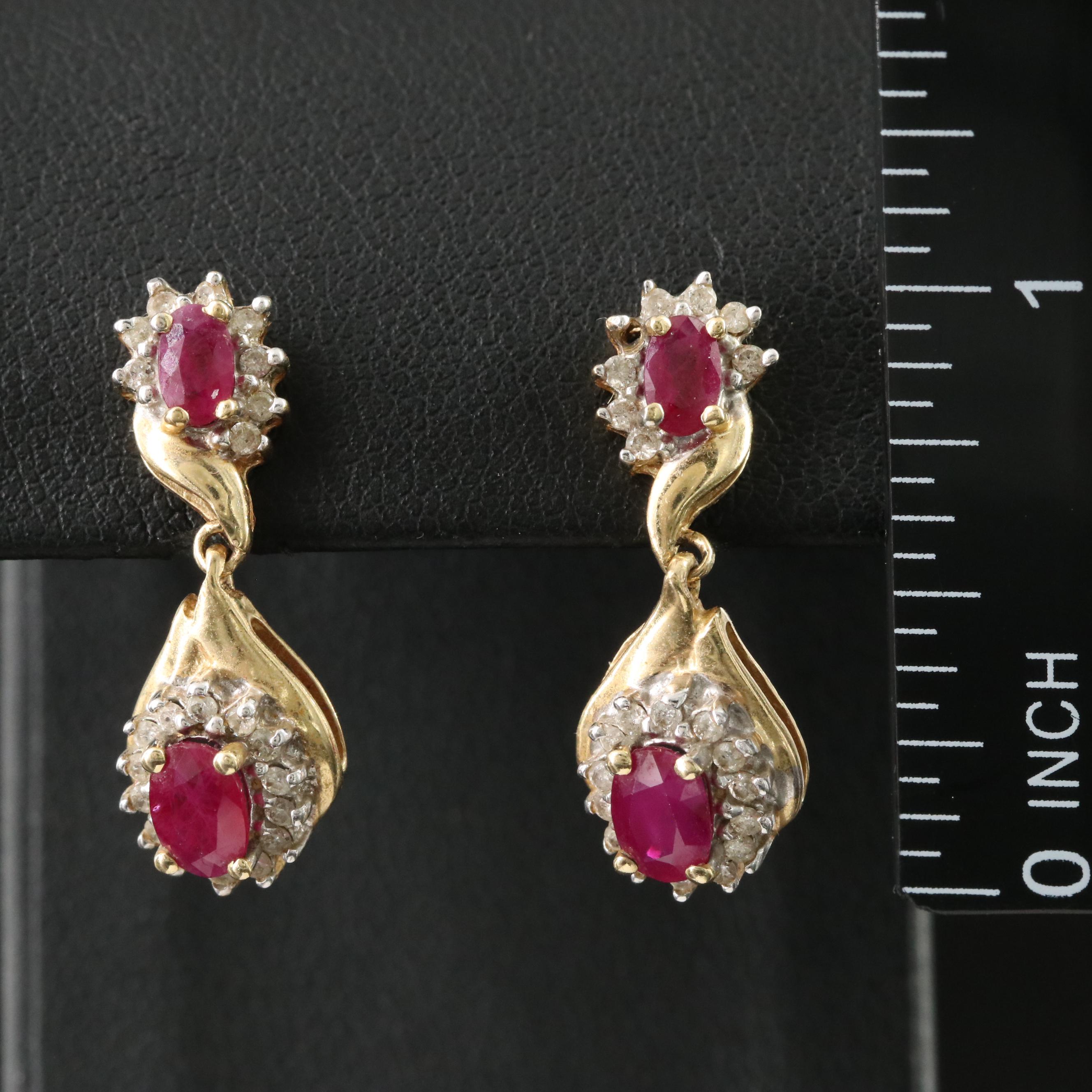 14K Ruby and Diamond Earrings