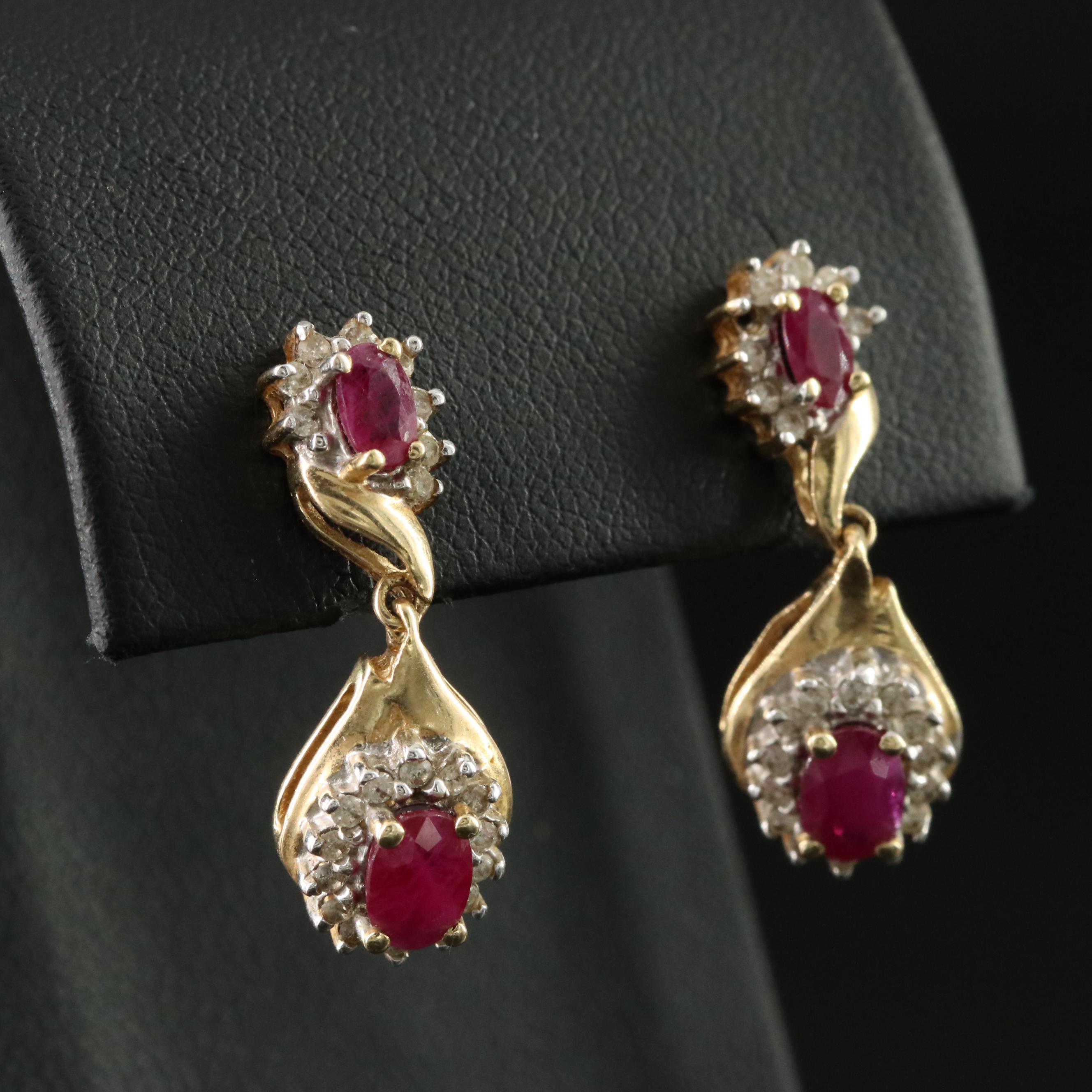 14K Ruby and Diamond Earrings