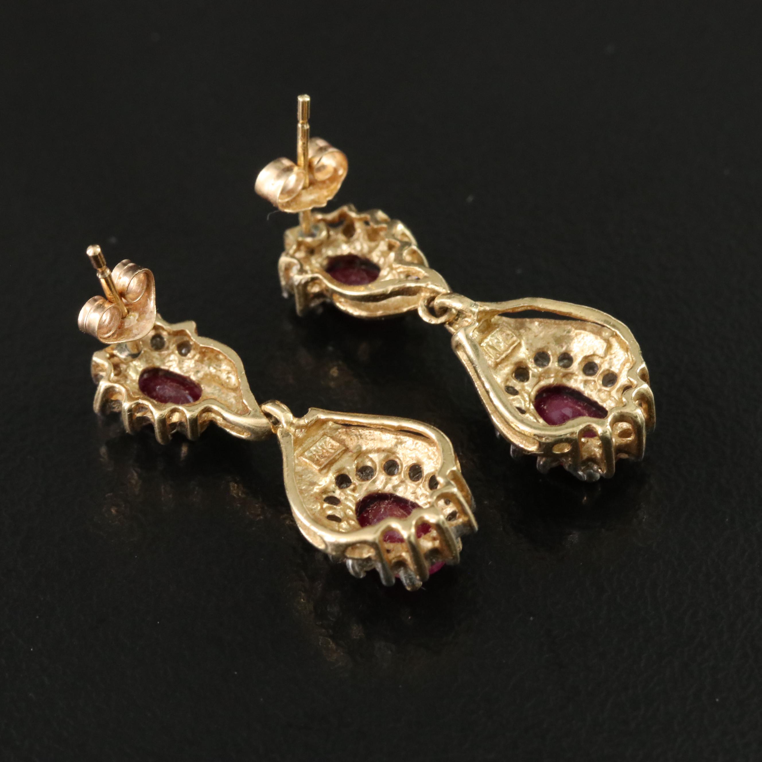 14K Ruby and Diamond Earrings