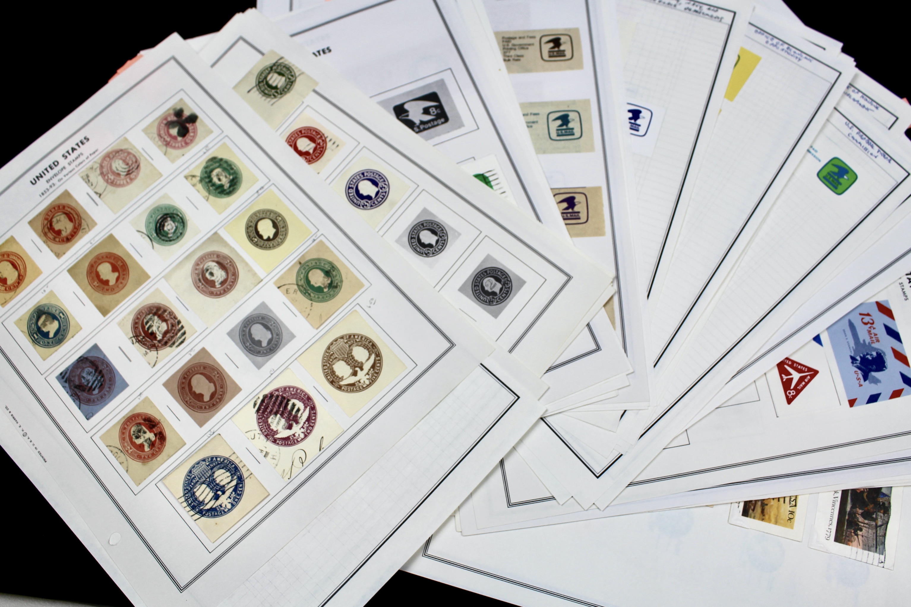 Fifty Pages of Cut Corner Postage Stamps, Mint and Used