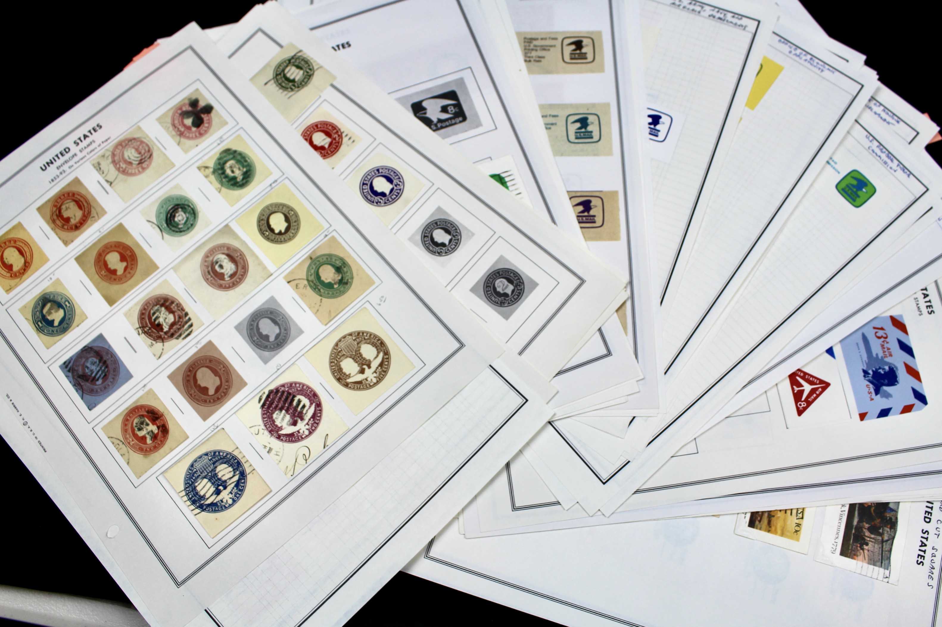 Fifty Pages of Cut Corner Postage Stamps, Mint and Used