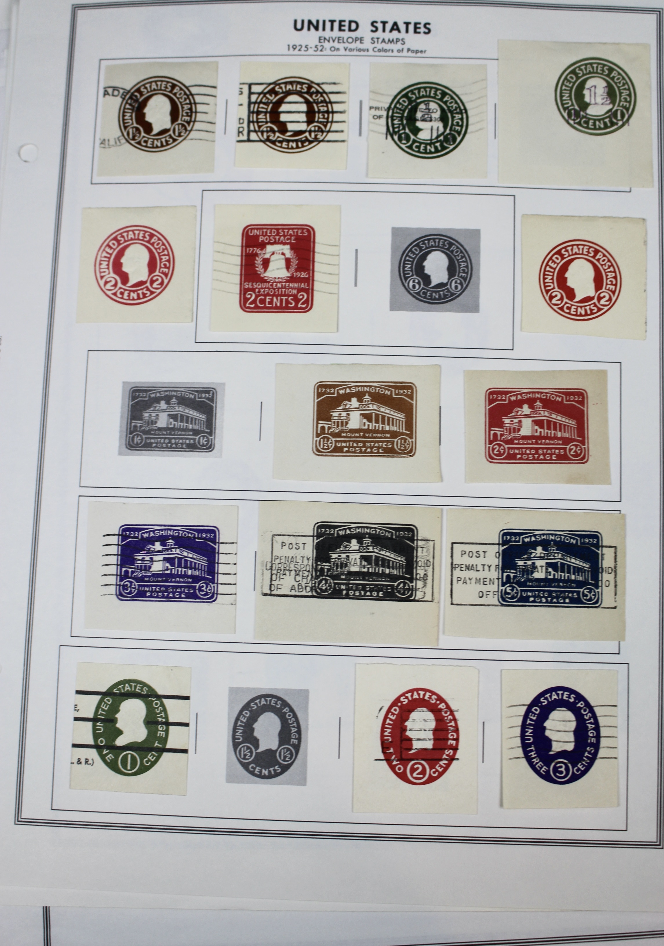 Fifty Pages of Cut Corner Postage Stamps, Mint and Used