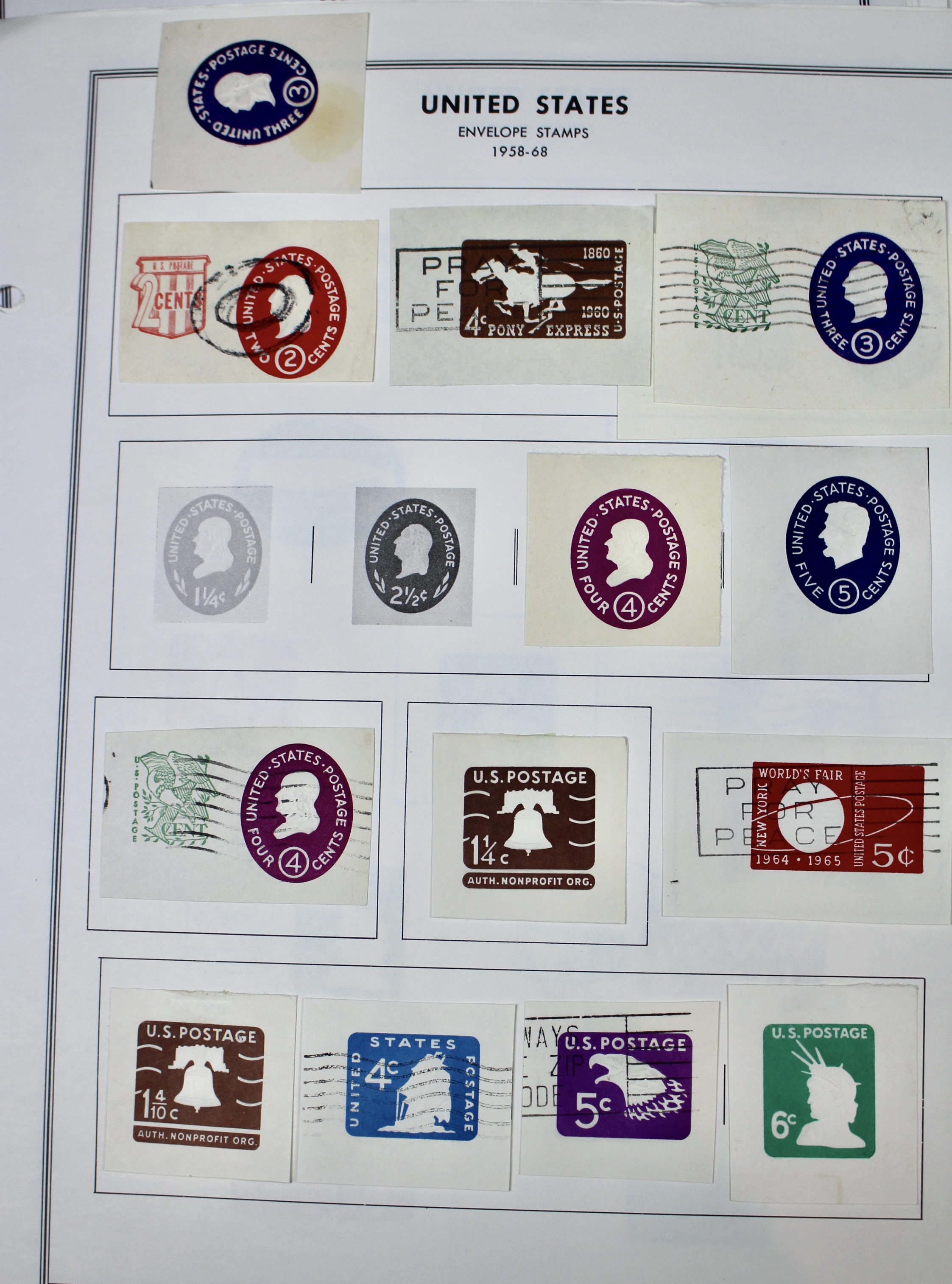 Fifty Pages of Cut Corner Postage Stamps, Mint and Used