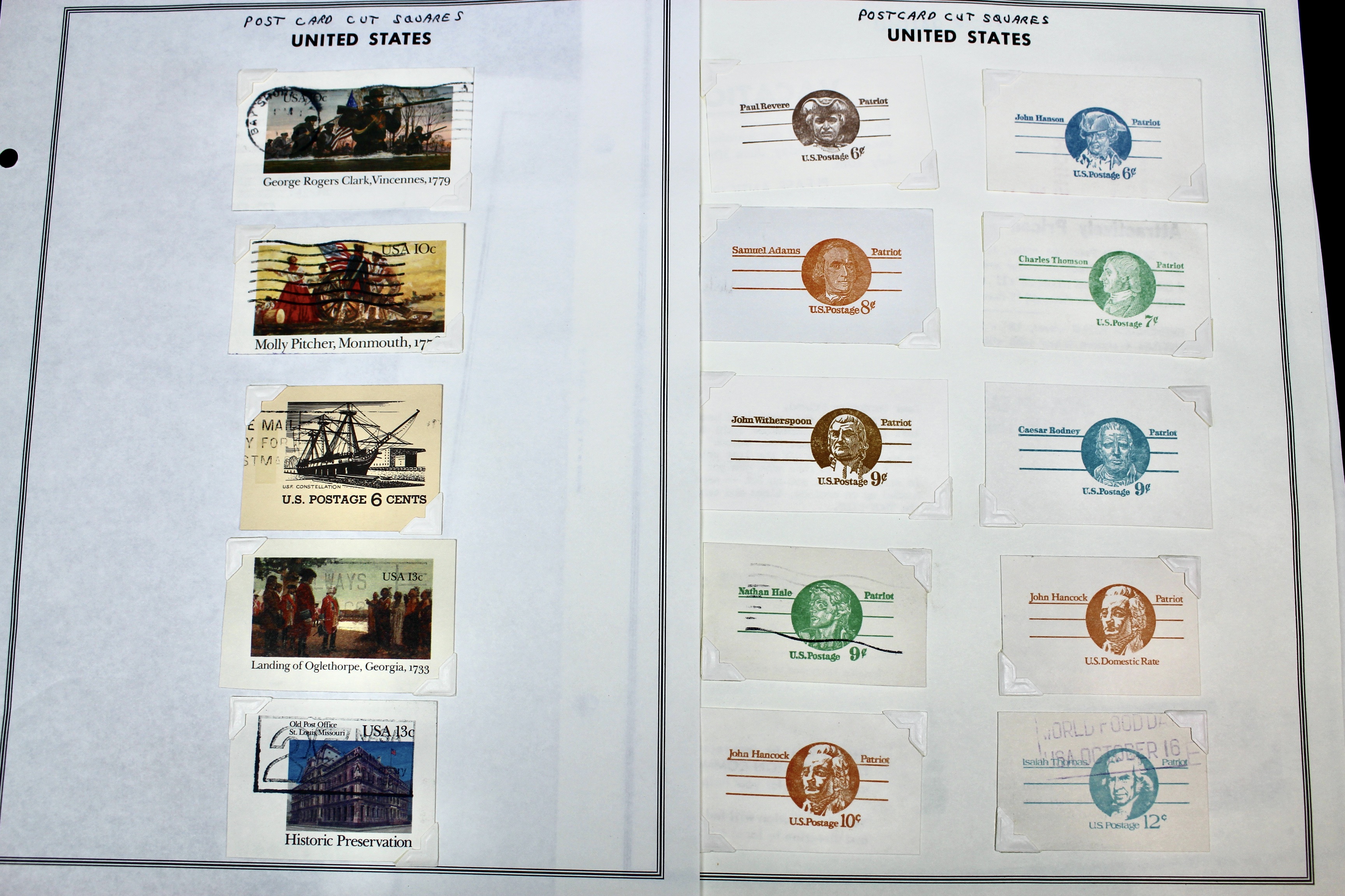 Fifty Pages of Cut Corner Postage Stamps, Mint and Used