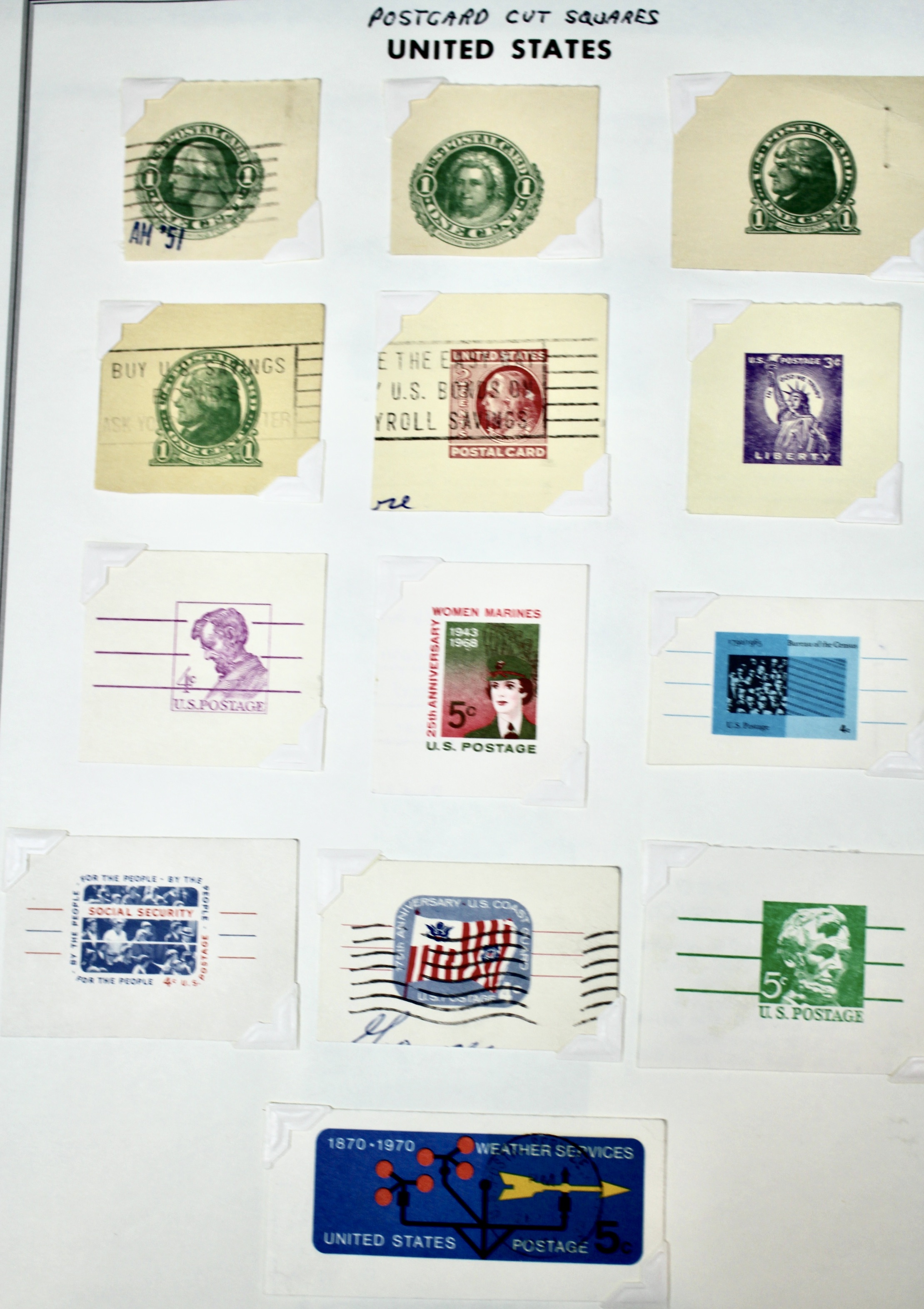 Fifty Pages of Cut Corner Postage Stamps, Mint and Used