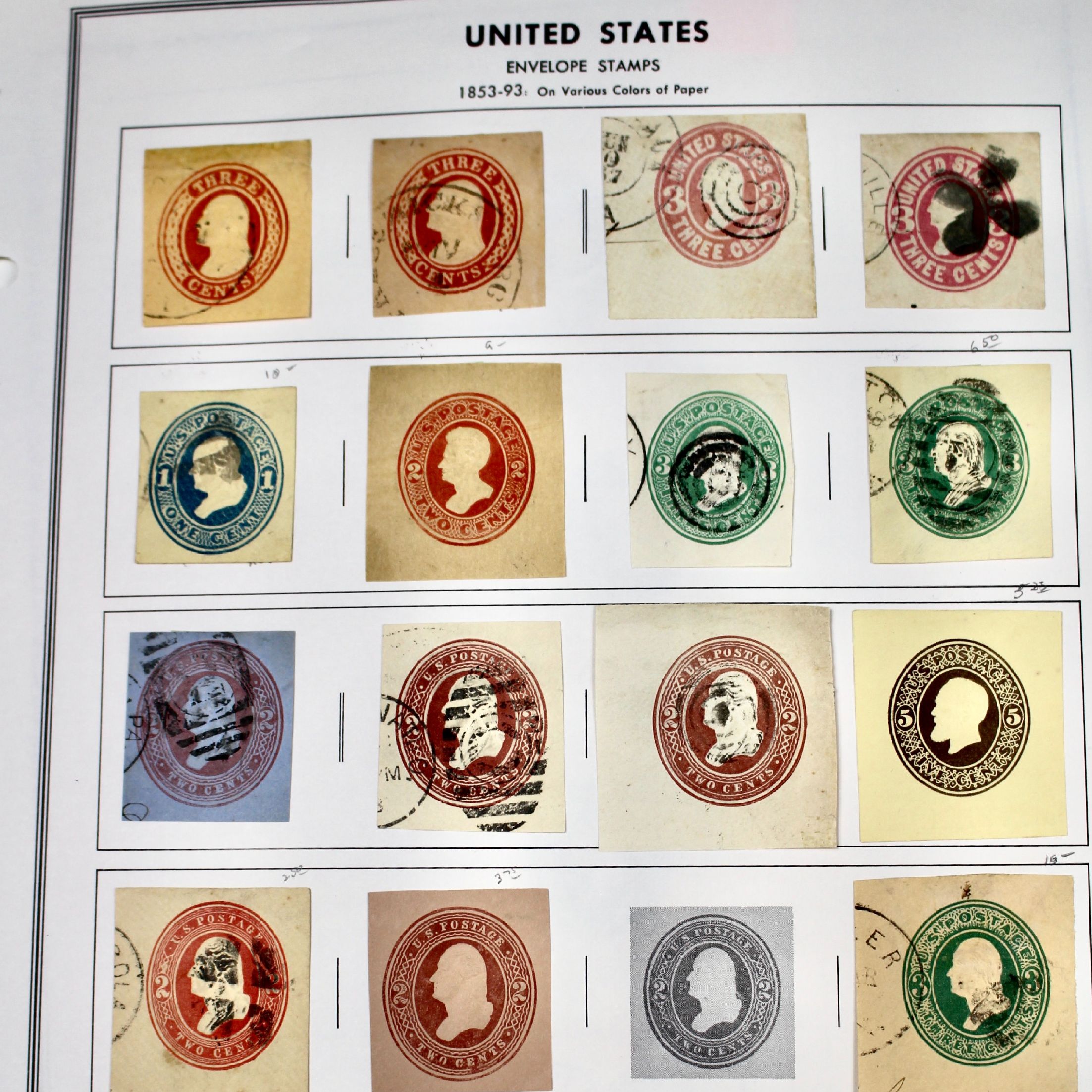 Fifty Pages of Cut Corner Postage Stamps, Mint and Used