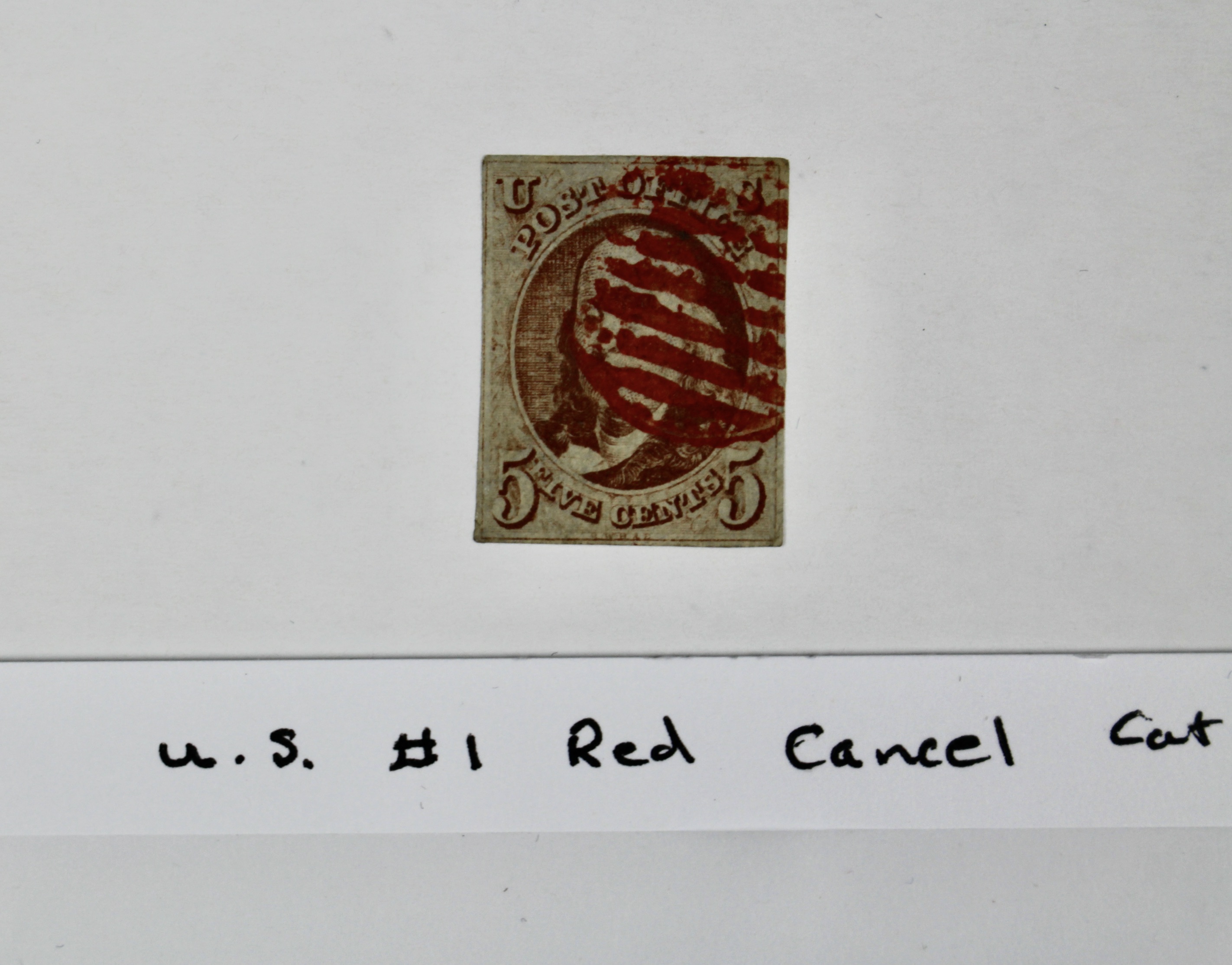 Scott #1 Franklin 5-Cent Postage Stamp, First U.S. Stamp, 1847