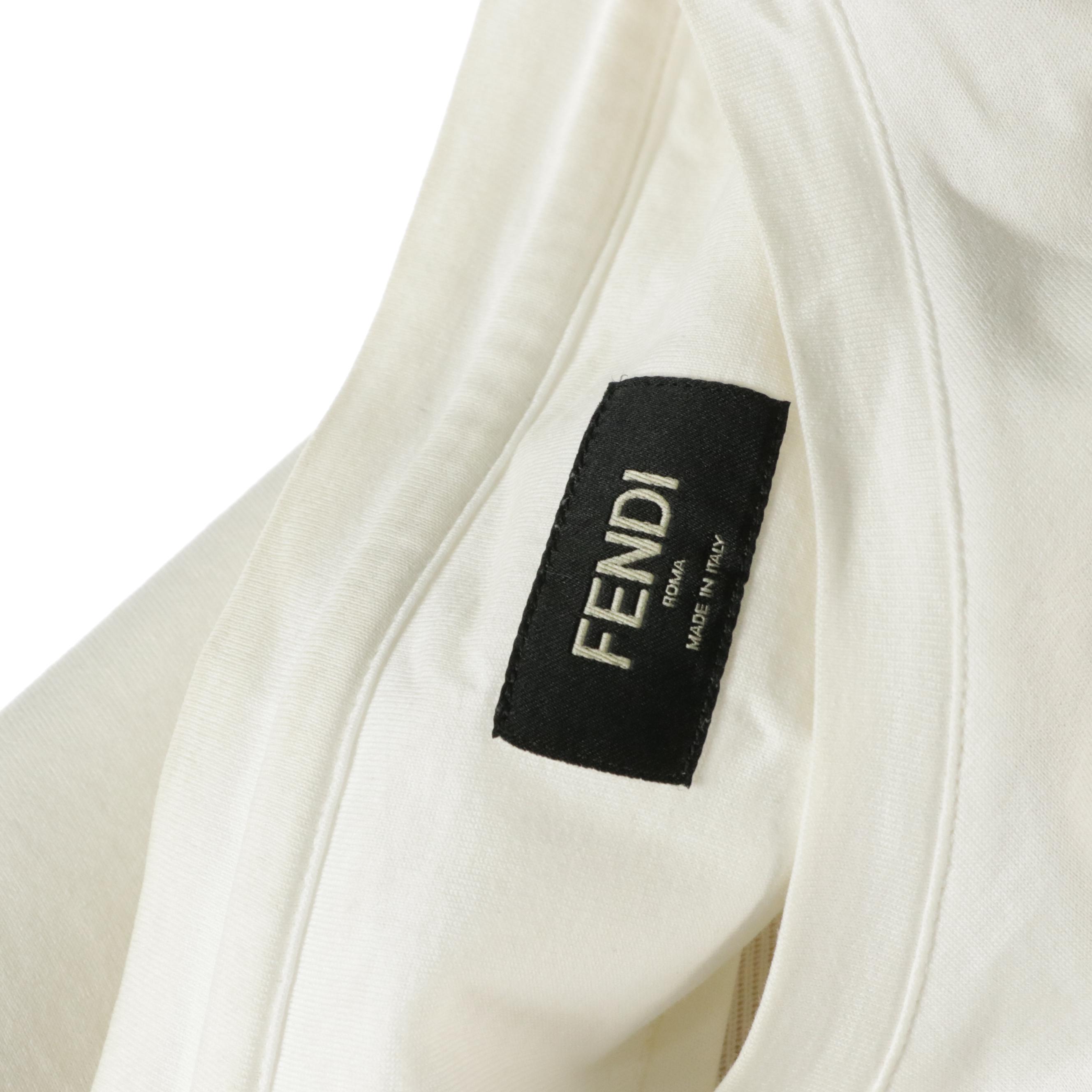 Men's Fendi Logo Print White Cotton T-Shirt