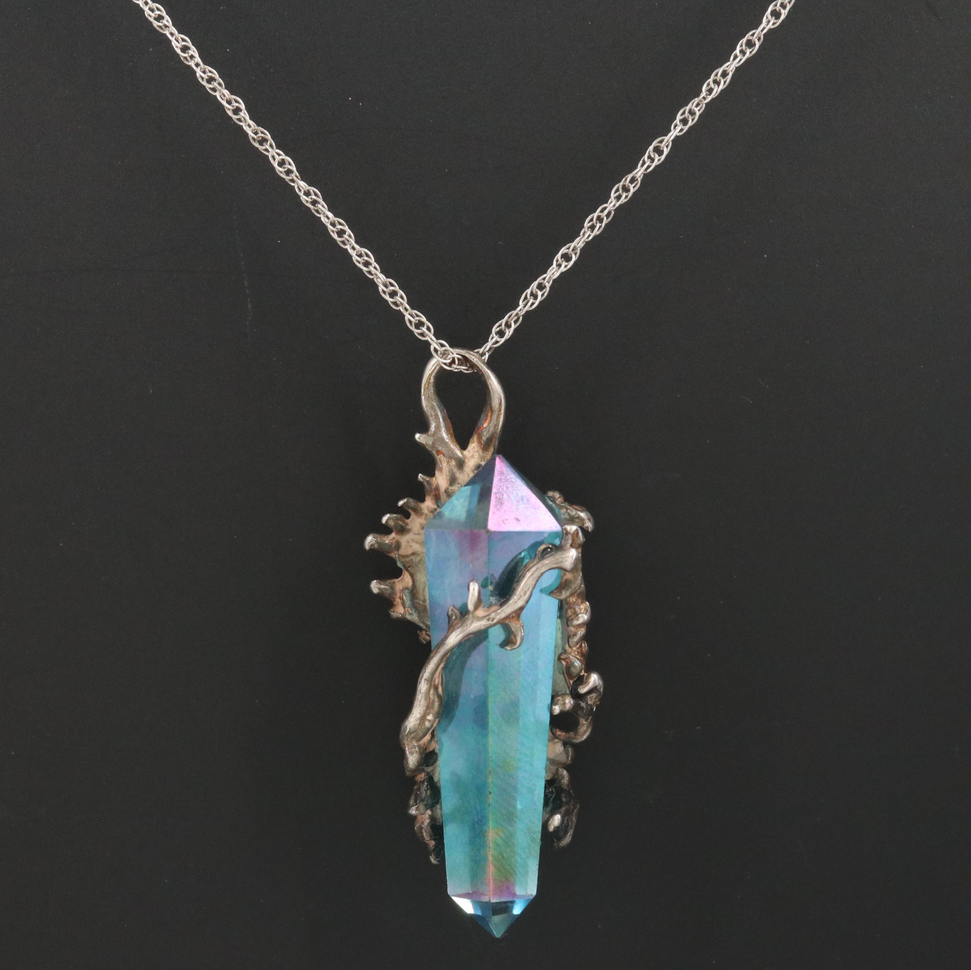 Sterling Quartz Griffin Pendant Necklace