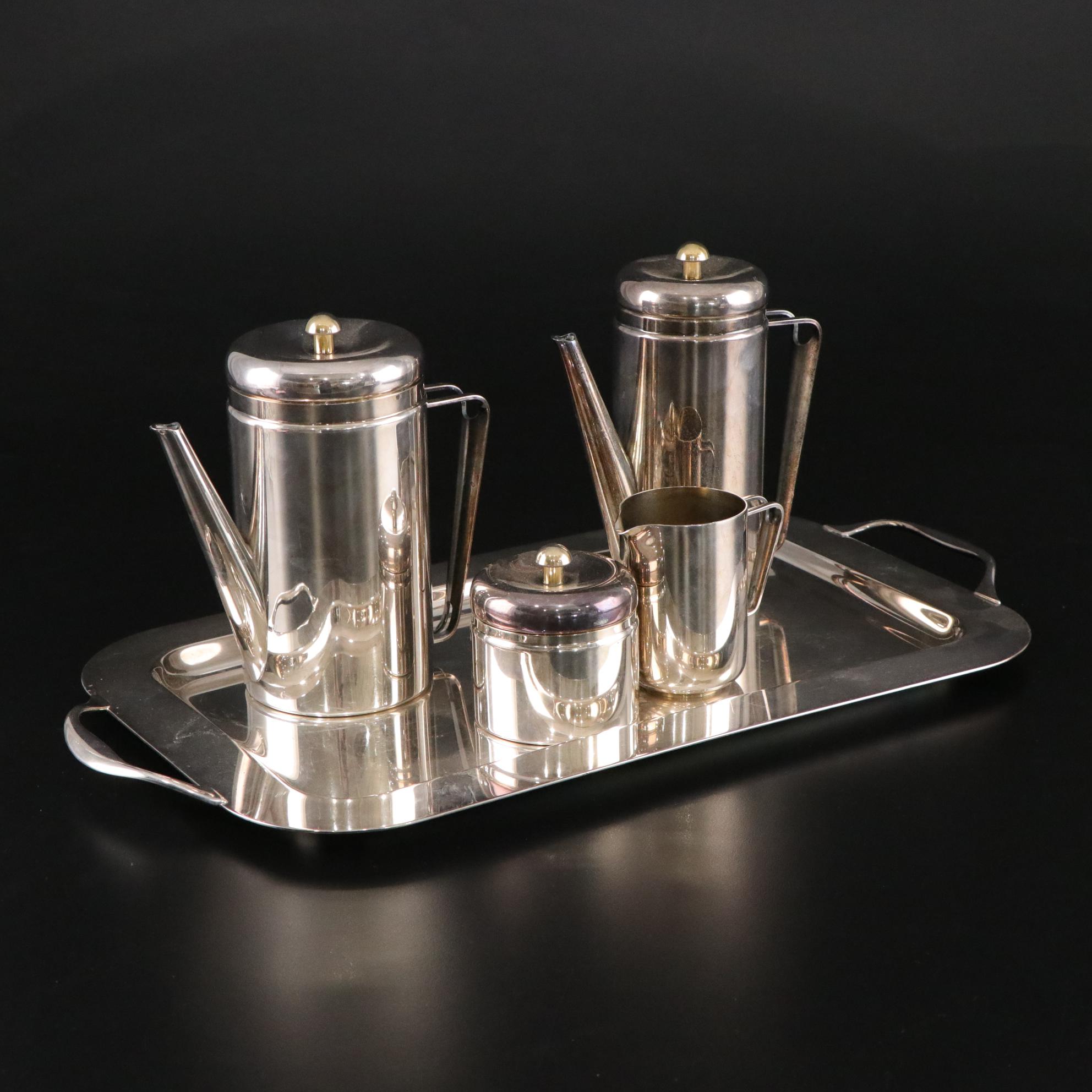 Pampaloni Italian Modern Silver Plate Coffee and Tea Service