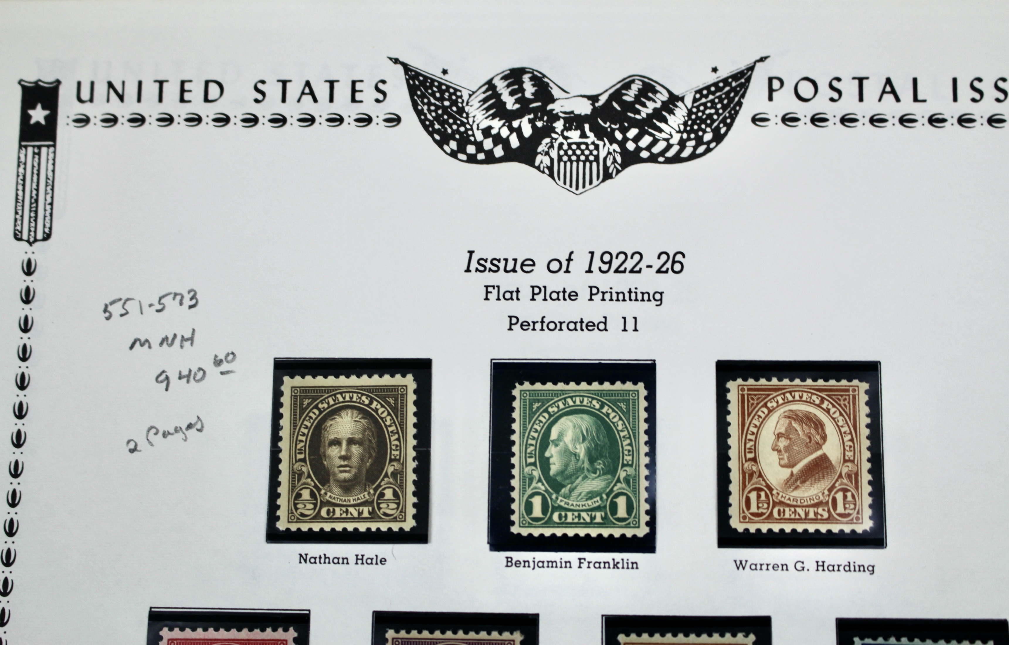 Mint Never Hinged Scott 551 to 573 Regular Issue Postage Stamps, 1922 to 1926