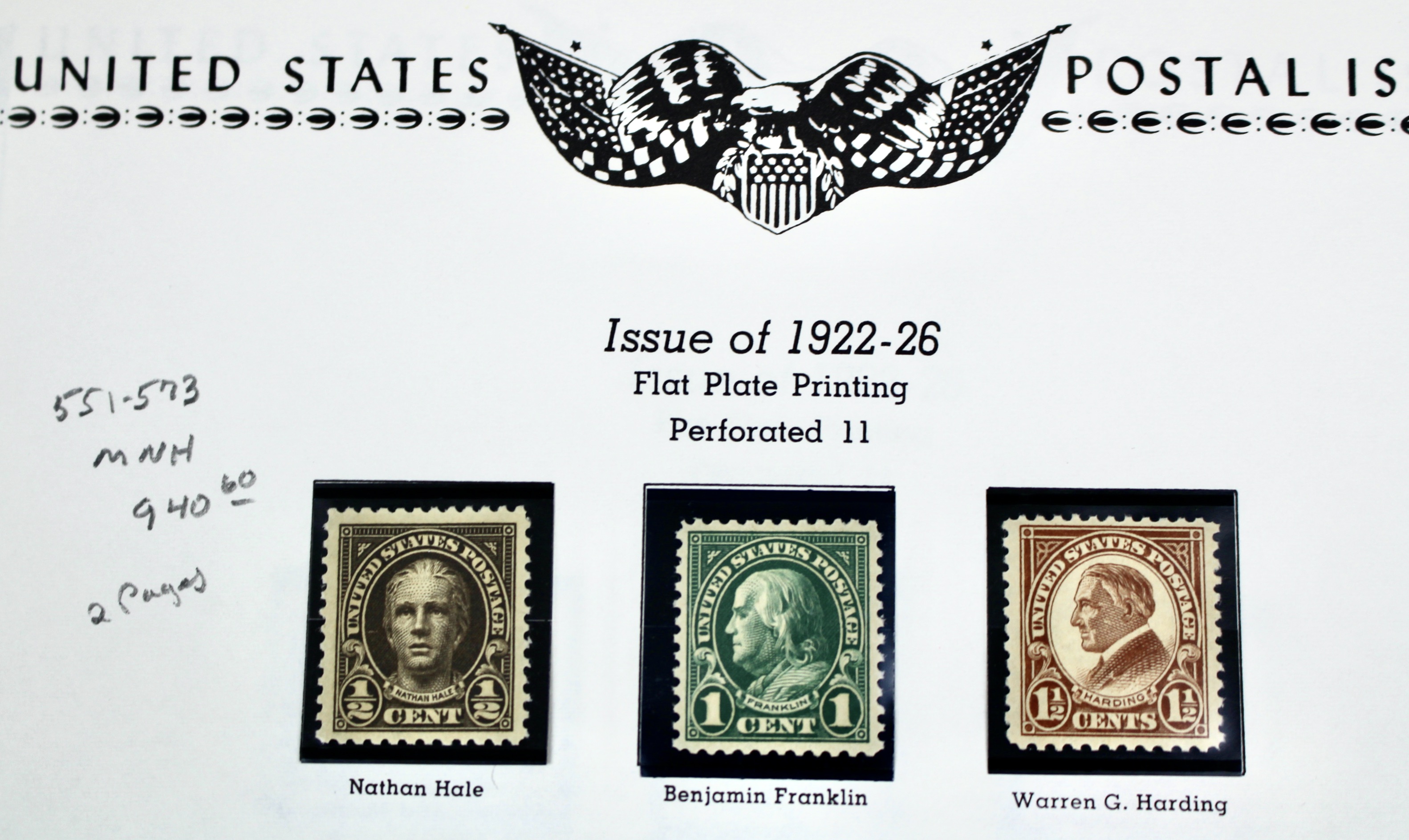 Mint Never Hinged Scott 551 to 573 Regular Issue Postage Stamps, 1922 to 1926