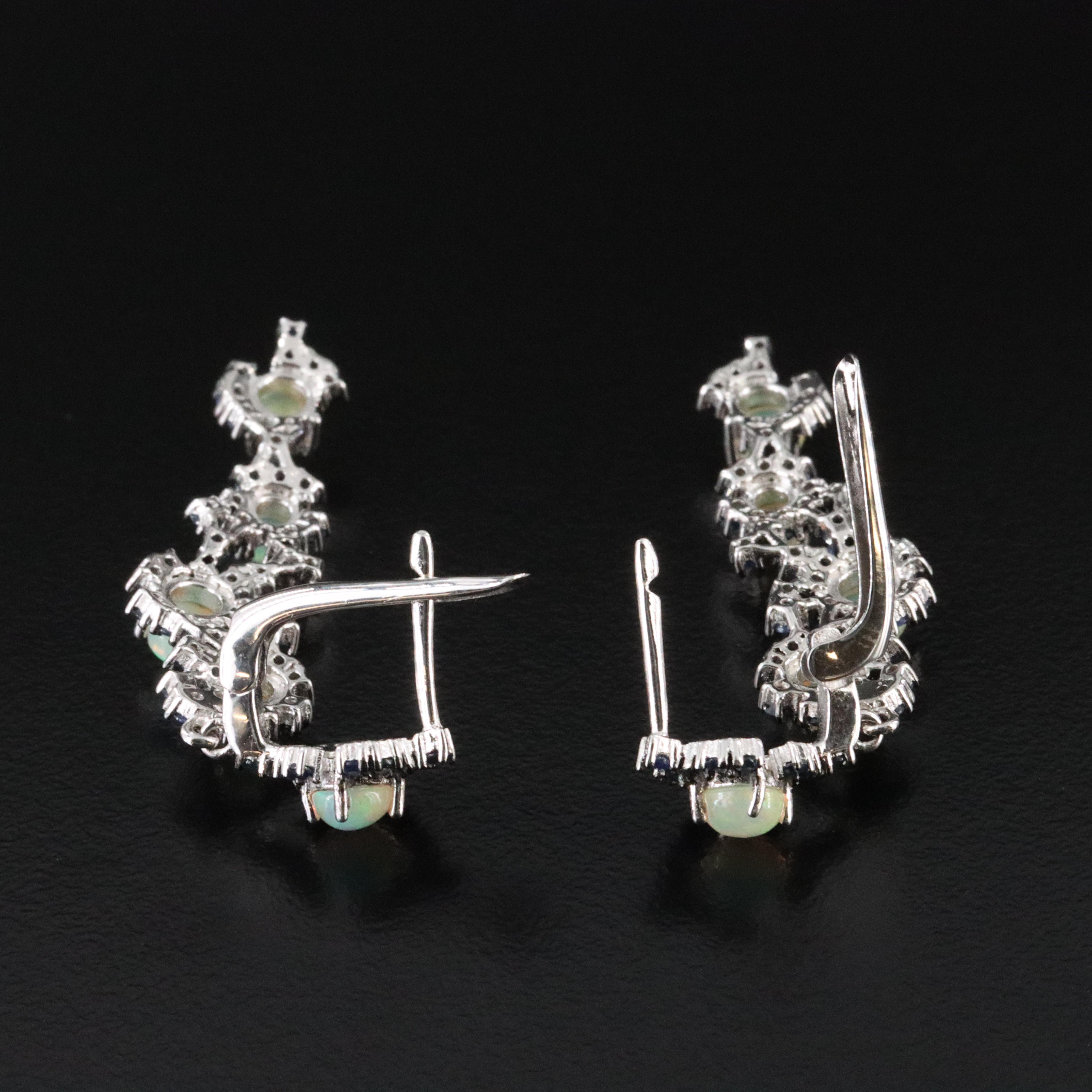 Sterling Opal and Sapphire Earrings