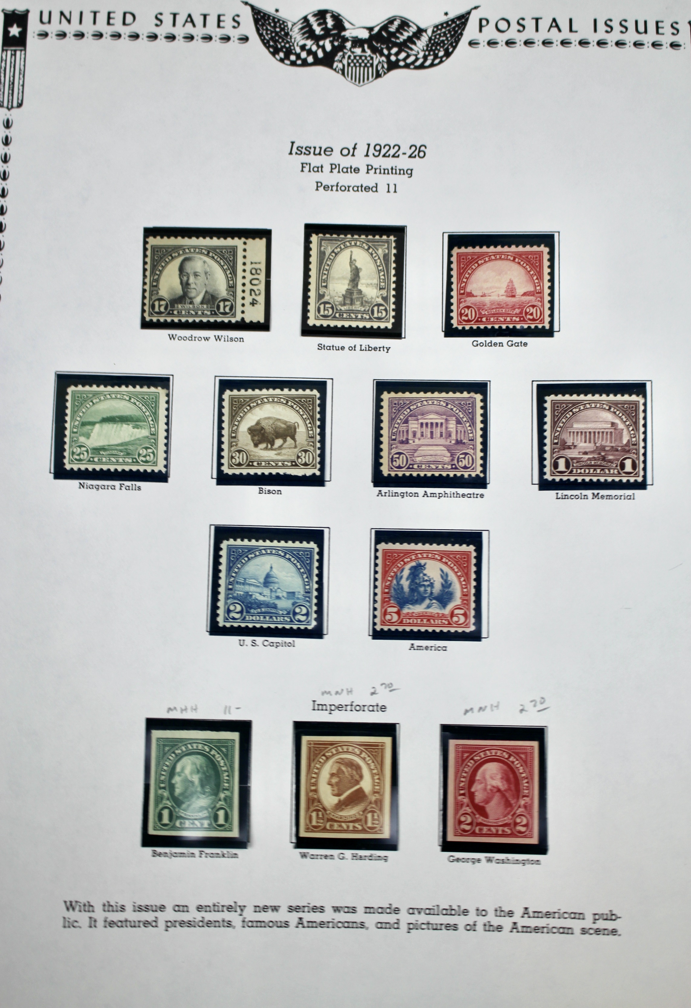 Mint Never Hinged Scott 551 to 573 Regular Issue Postage Stamps, 1922 to 1926