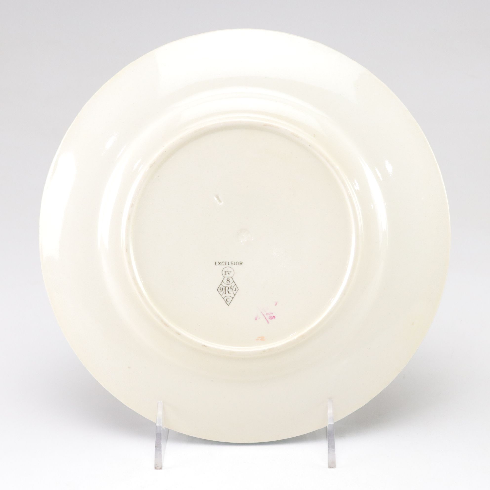 Two Old Hall "Excelsior" Aesthetic Movement Stoneware Plates, Late 19th Century