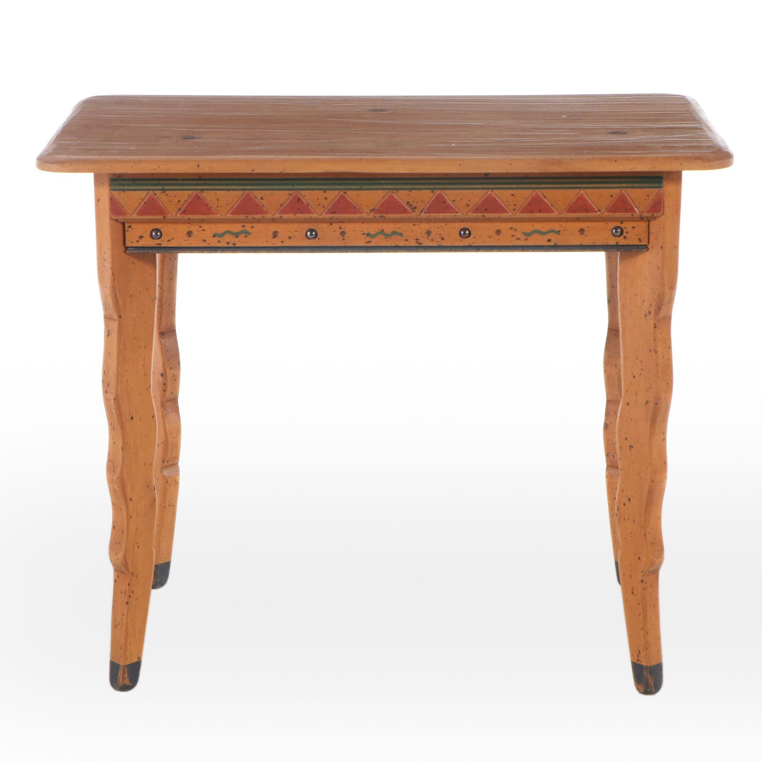 David Marsh Paint-Decorated Pine Single-Drawer Desk