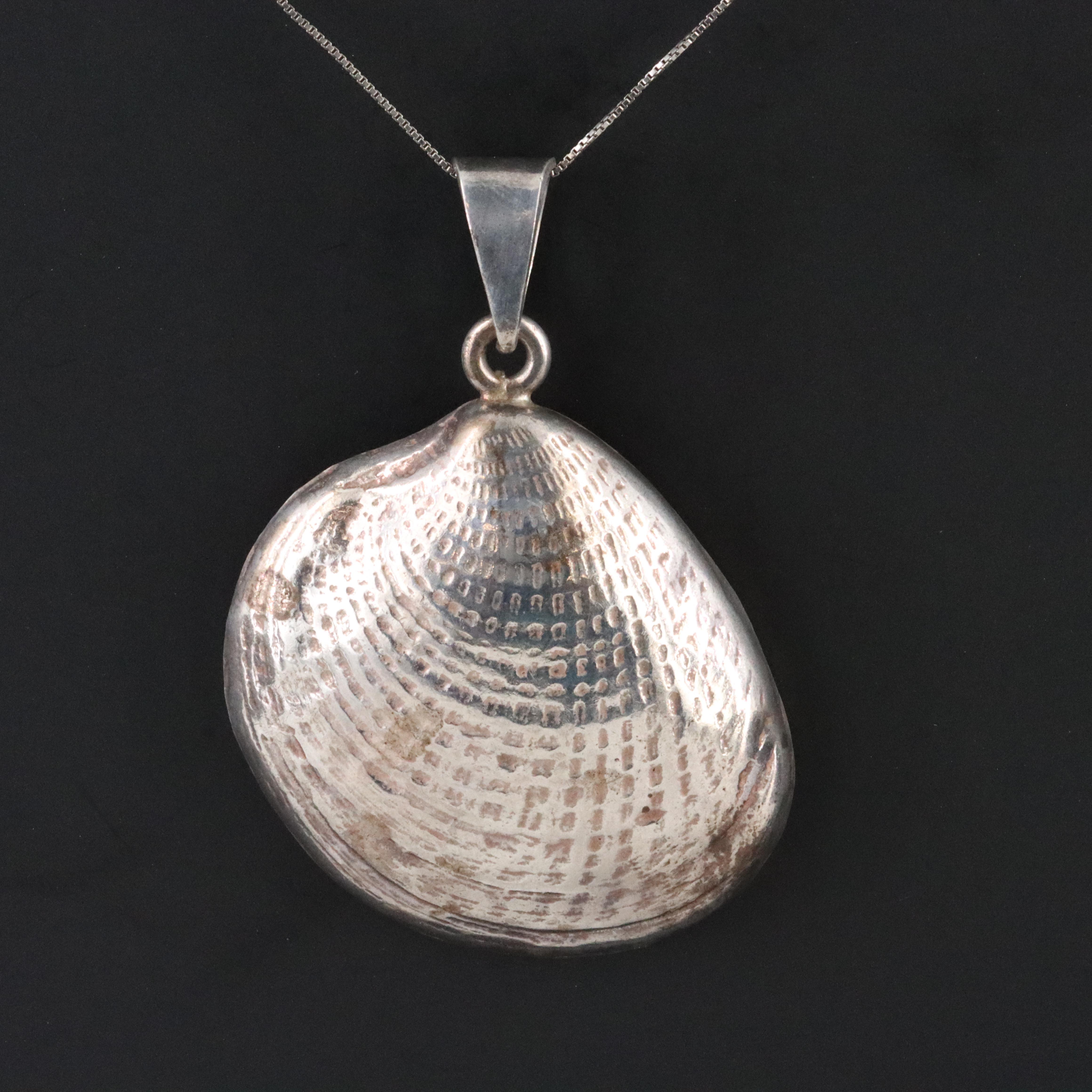 Mexican Sterling Shell Pendant Necklace