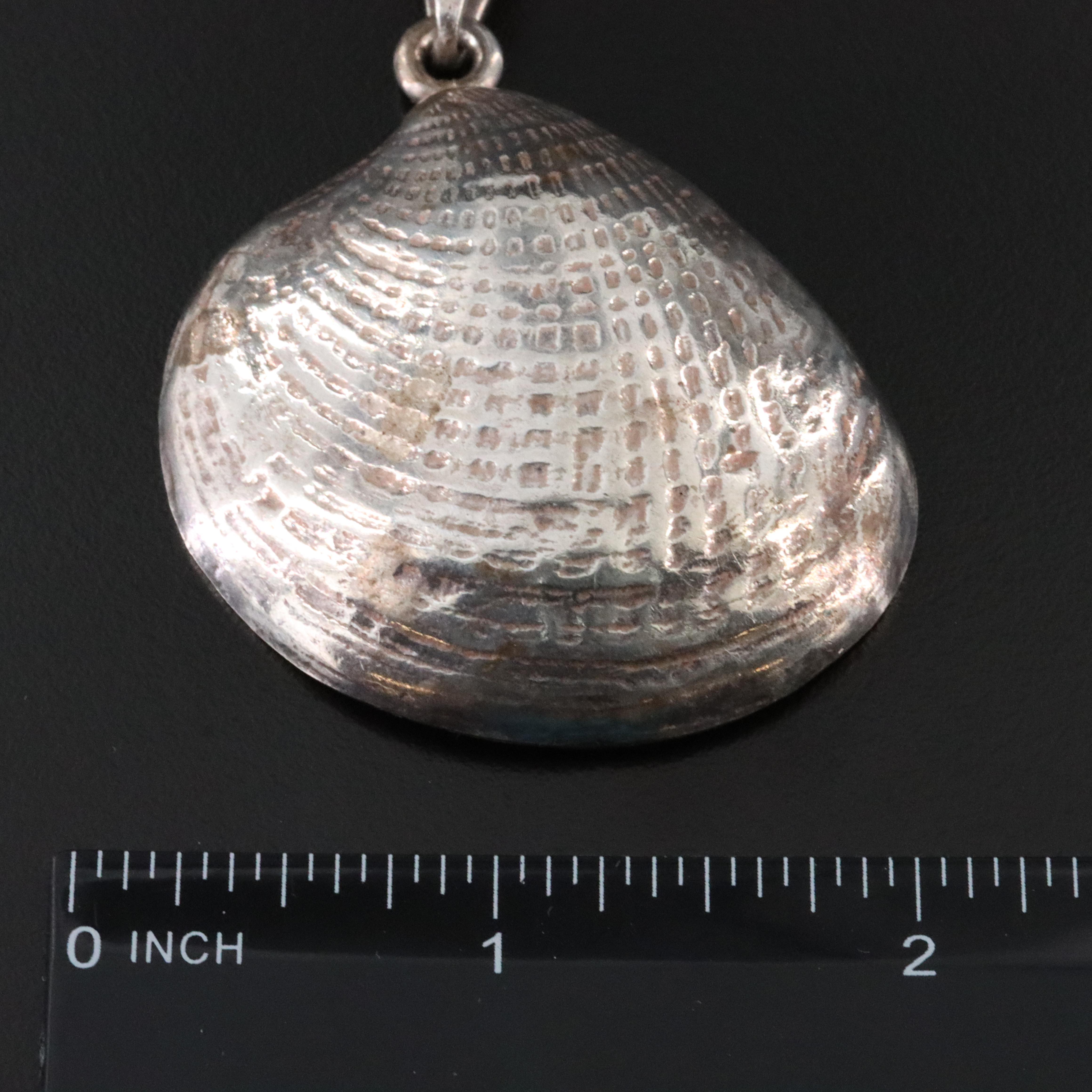 Mexican Sterling Shell Pendant Necklace