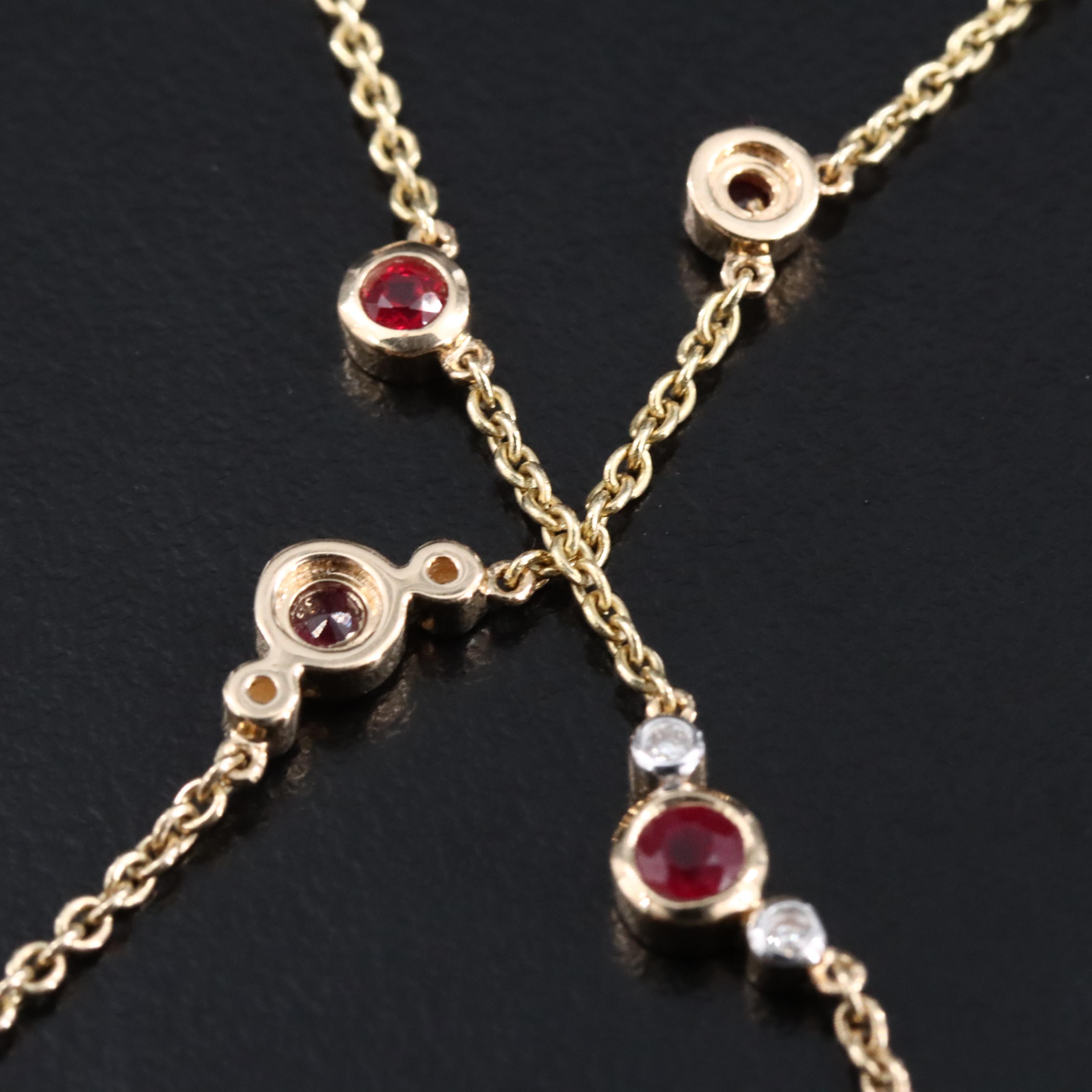 14K Ruby and Diamond Station Necklace