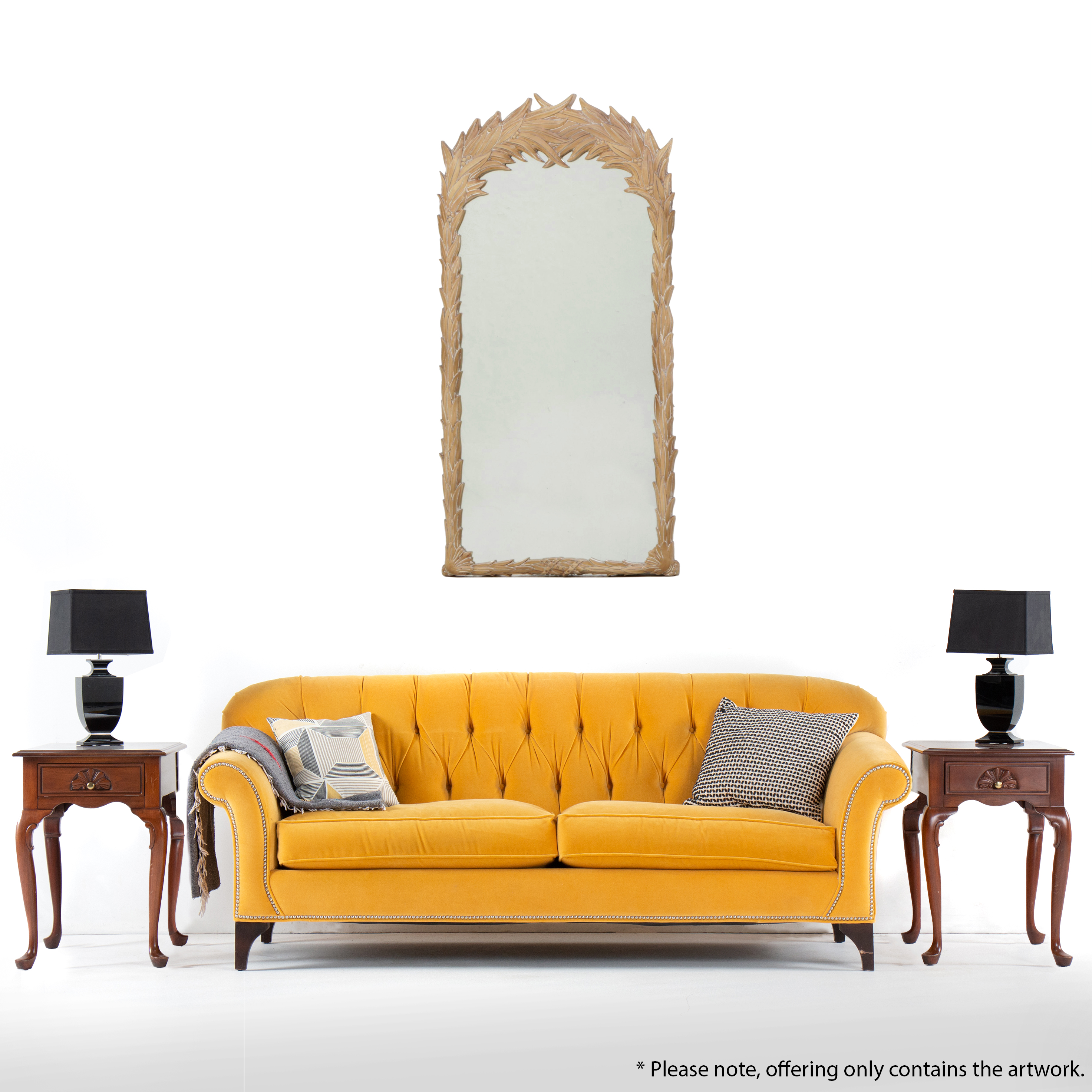 Palm Frond Form Composite Full-Length Wall Mirror