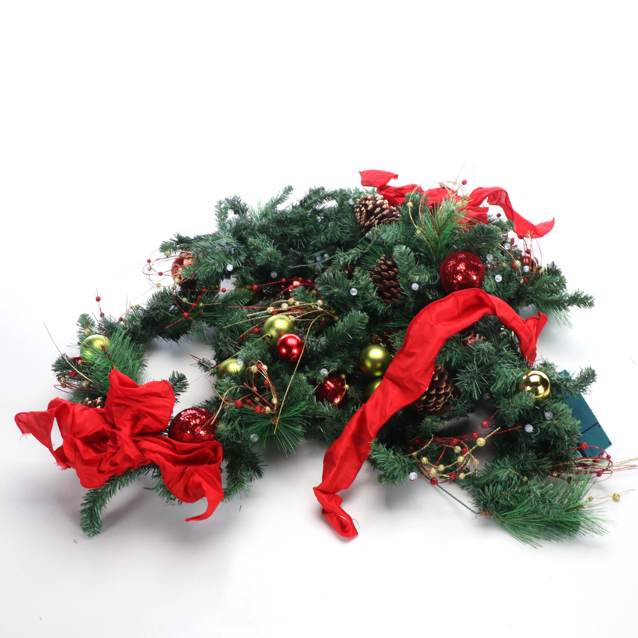 Artificial Pine and Ornament Christmas Garland