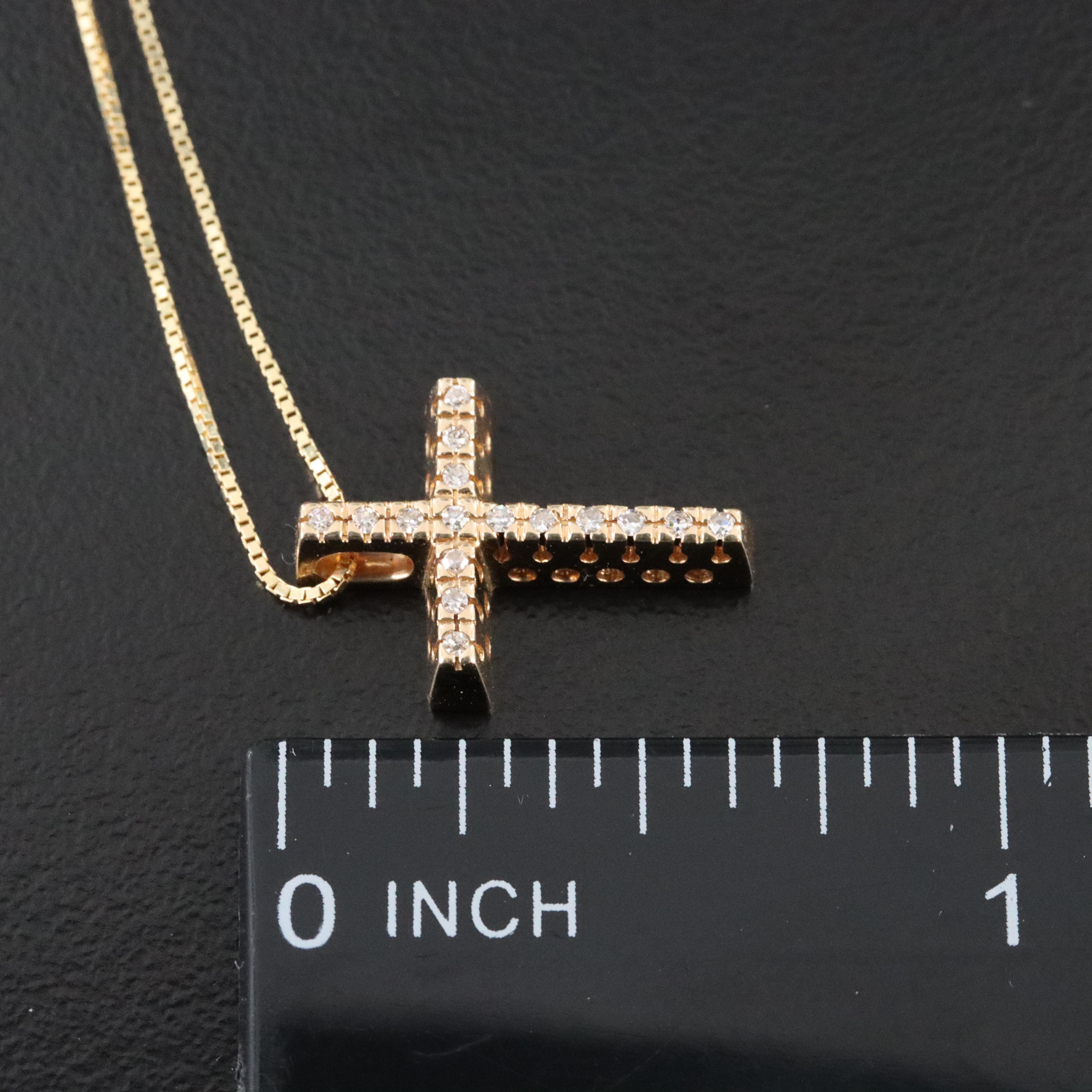 14K 0.06 CTW Diamond Cross Pendant Necklace