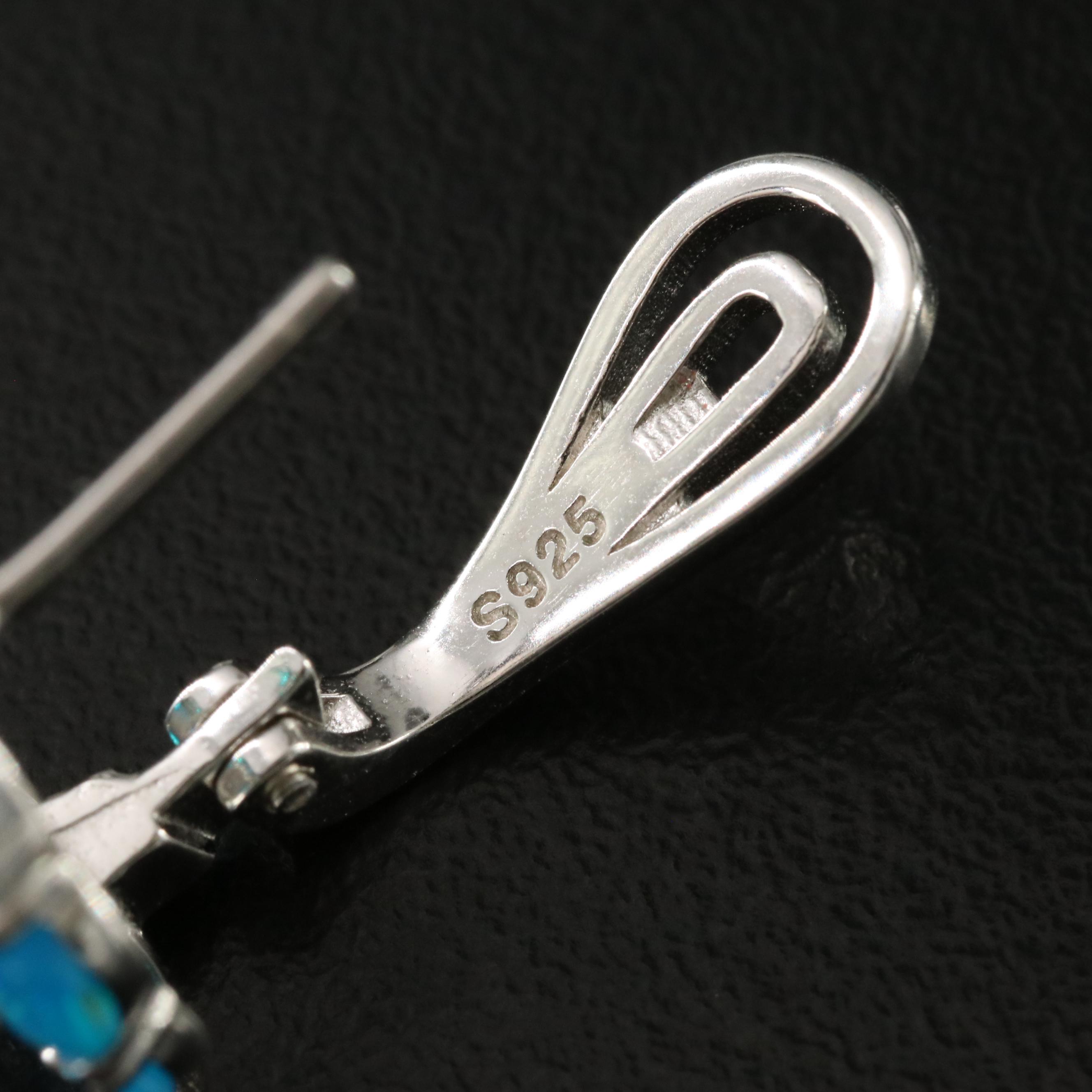 Sterling Opal and CZ Earrings