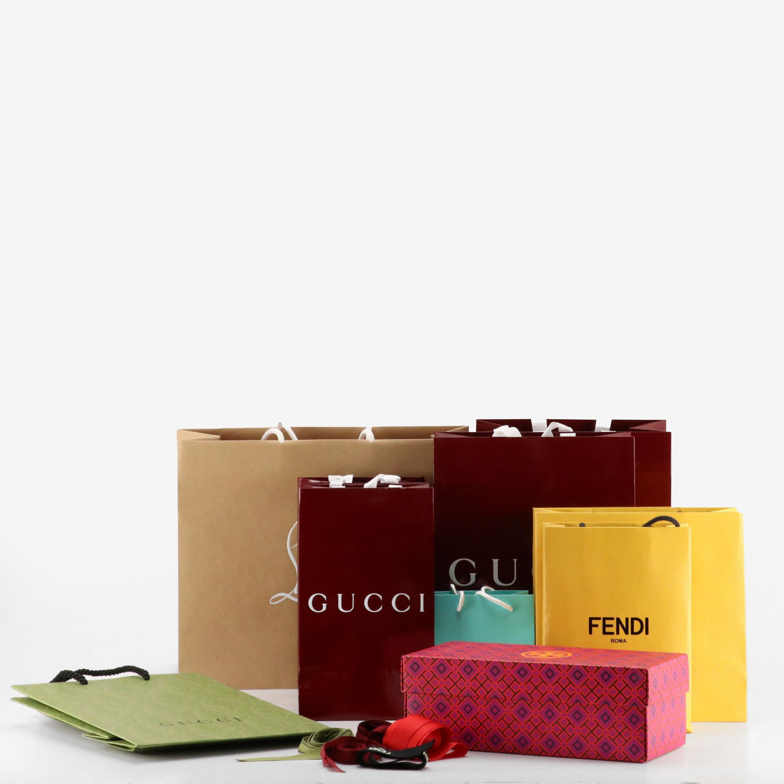 Designer Retail Gift Bags, Ribbons and Boxes from Gucci, Fendi and More