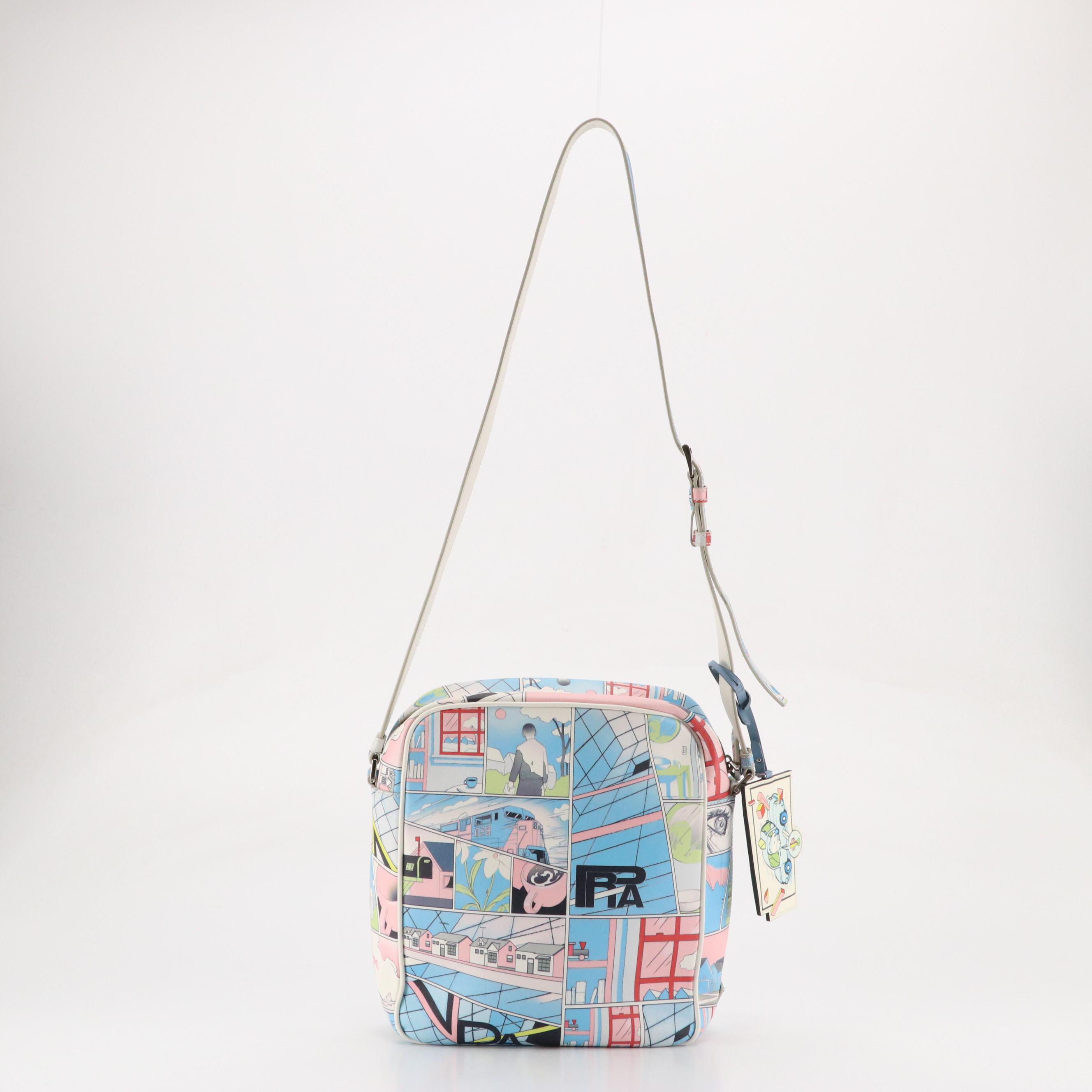 Prada Zip-Around Messenger Bag in Comics Printed Vitello Leather