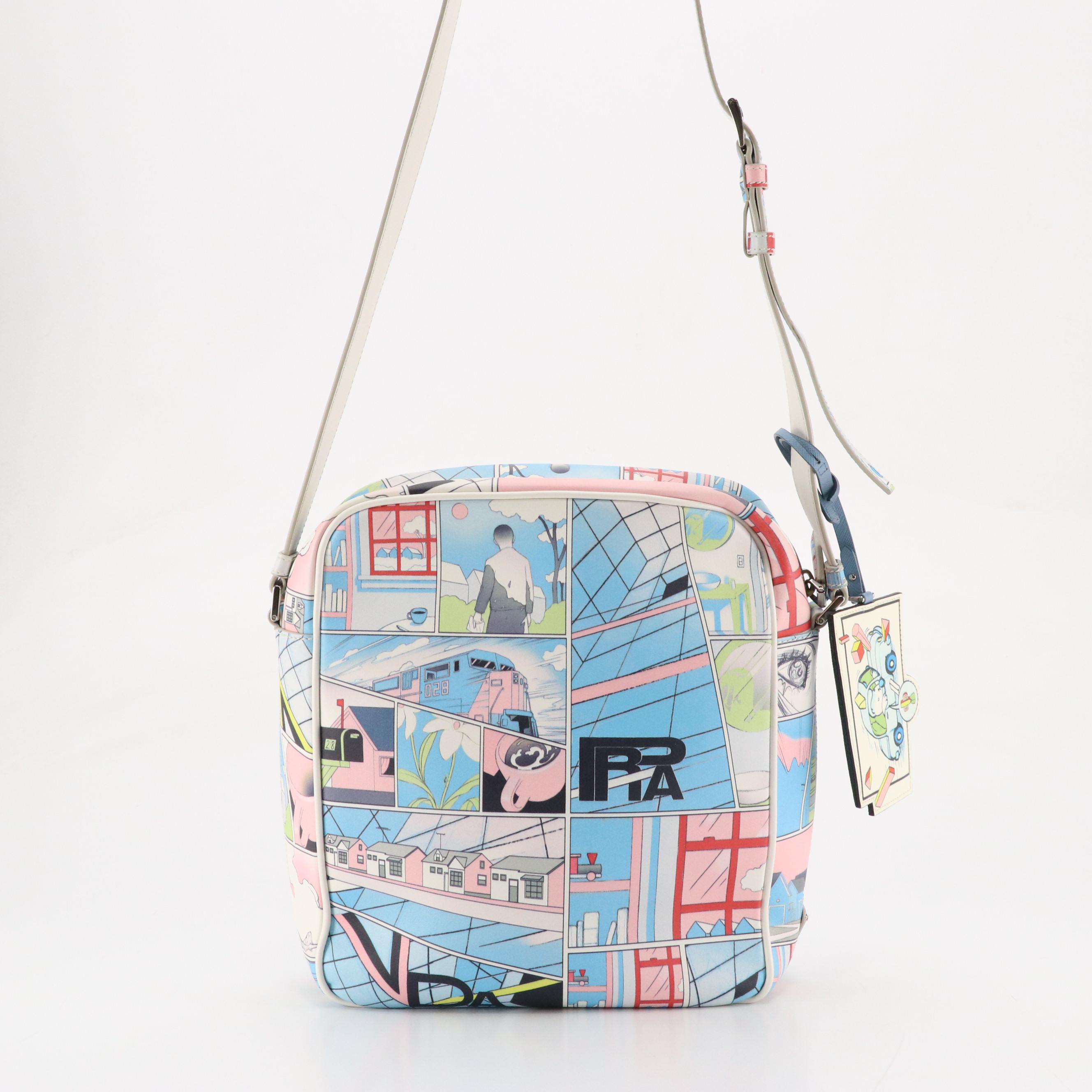 Prada Zip-Around Messenger Bag in Comics Printed Vitello Leather