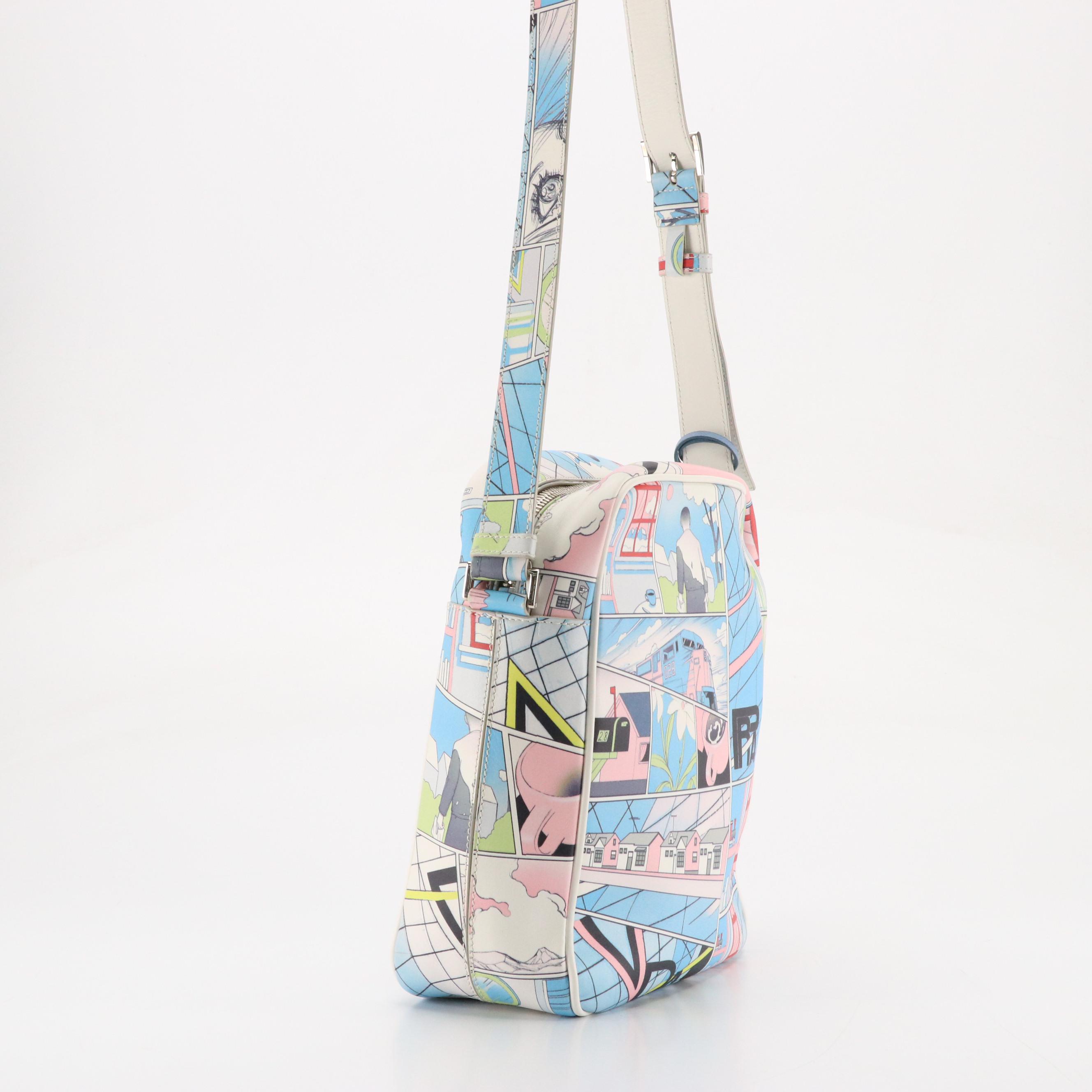 Prada Zip-Around Messenger Bag in Comics Printed Vitello Leather
