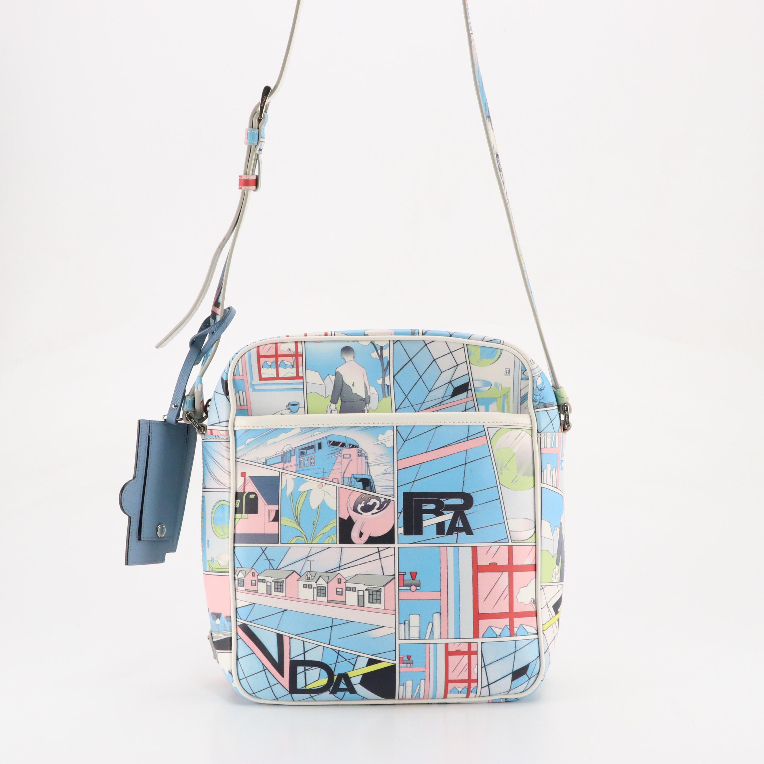 Prada Zip-Around Messenger Bag in Comics Printed Vitello Leather